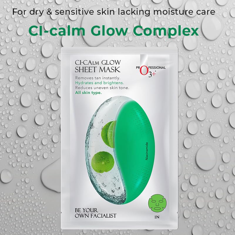 O3+ Ci-Calm Glow Sheet Mask - Soothing Korean Facial Mask for Hydration & Brightening | Perfect for Sensitive Skin & Post-Sun Care