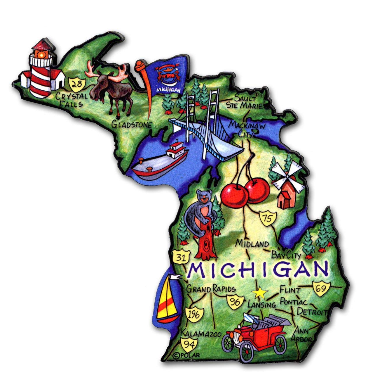 Michigan State Decowood Jumbo Wood Fridge Magnet - 4 Pack - Rustic Home Decor for Kitchen, Office & Dorm - Perfect for Refrigerators, Lockers & Metal Surfaces