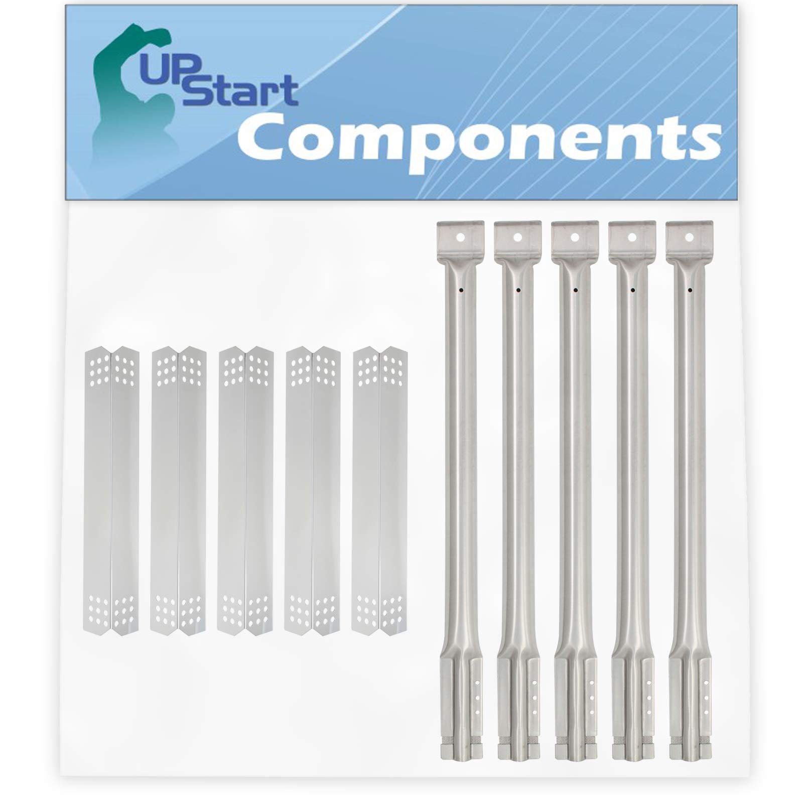 5-Pack Stainless Steel BBQ Grill Heat Shield Plates & Tube Burner Replacement Parts - Compatible with Kitchenaid 860-0003, 16 1/8