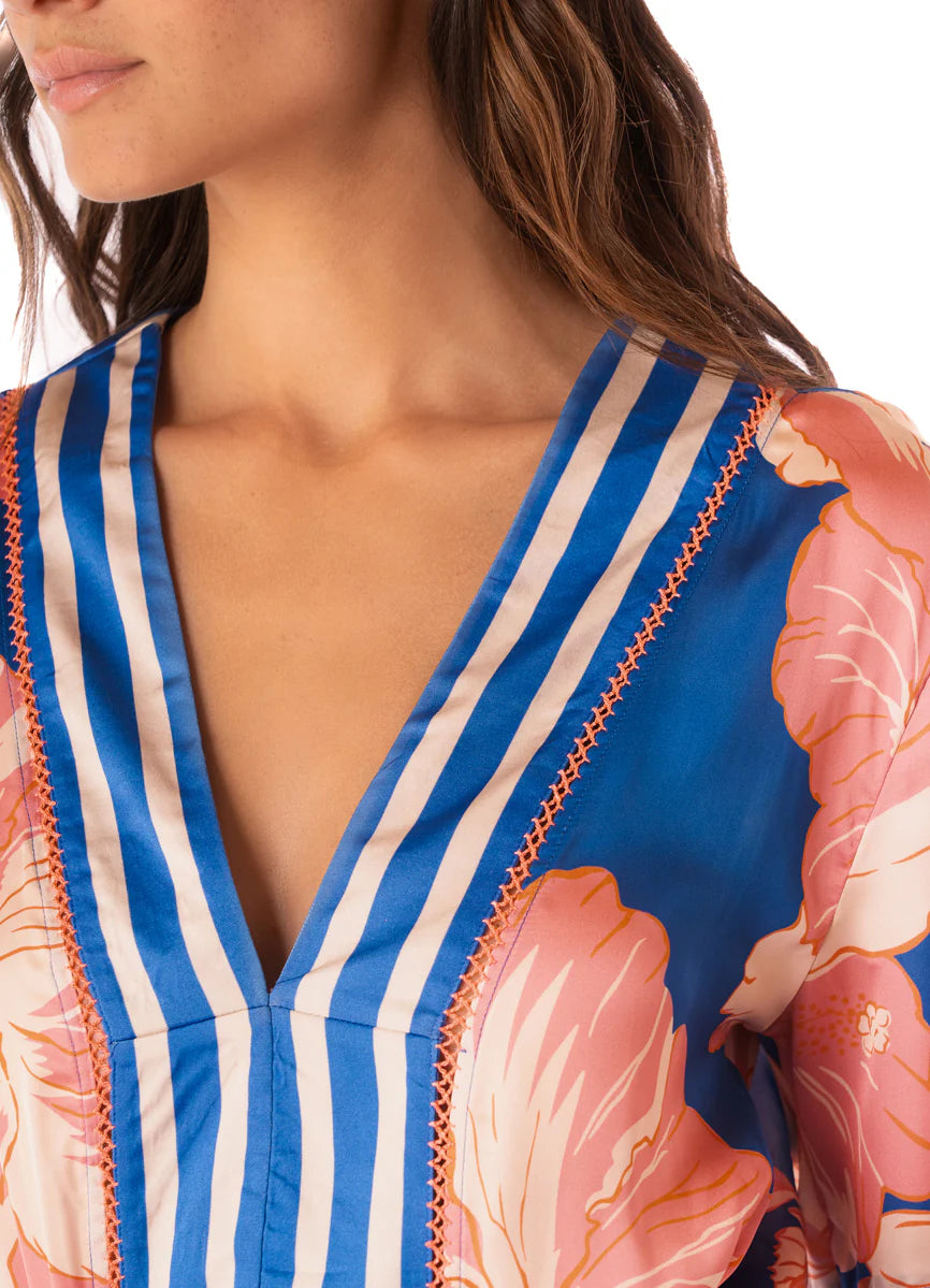 Maaji Magnolia Mirage Enjoyable Dress Cover Up - Bright Blue Floral Print Beach Dress for Women | Perfect for Poolside, Vacation & Summer Outfits