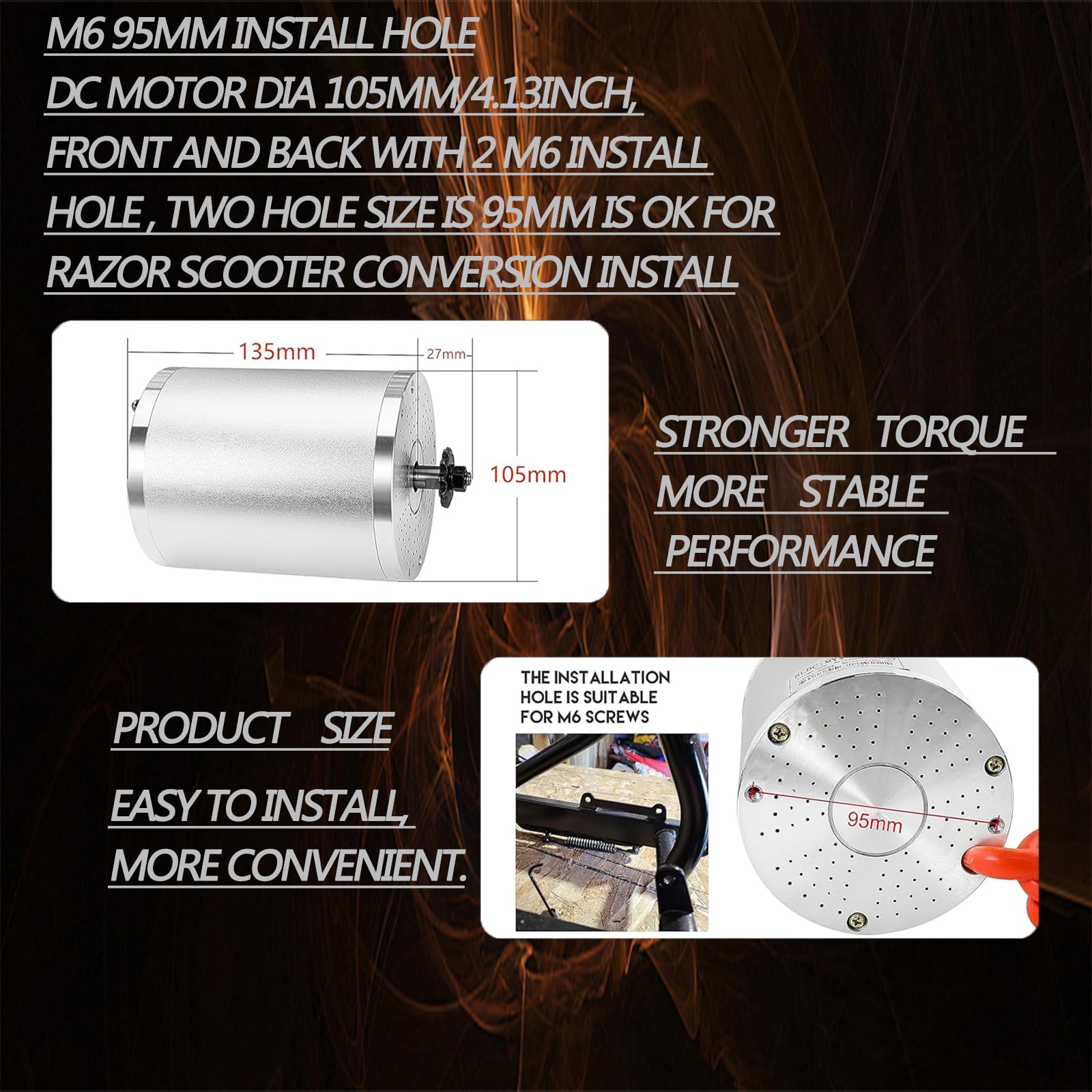 72V 3000W Brushless DC Motor for Electric Scooters, Dirt Bikes & Go Karts - High Speed 6700RPM with Temperature Sensor - Perfect for Off-Road, Commuting & DIY Electric Vehicle Projects