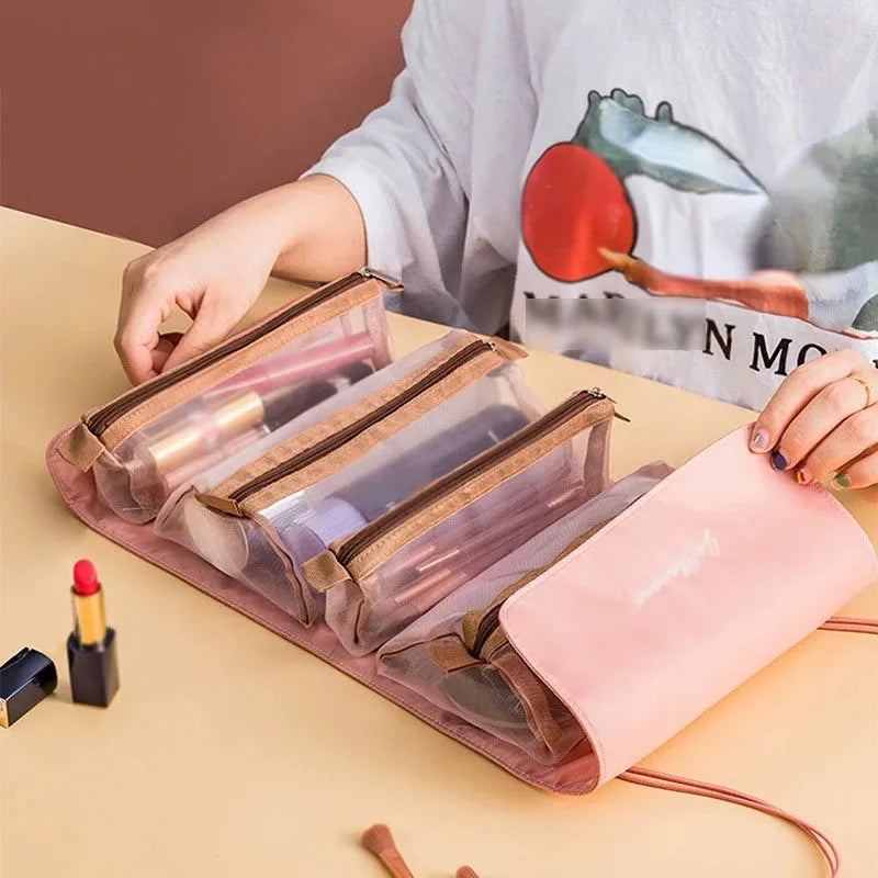 Stylish Portable Cosmetic Bag for Women - Travel Makeup Organizer with Multiple Pockets - Perfect for Travel, Gym & Daily Use