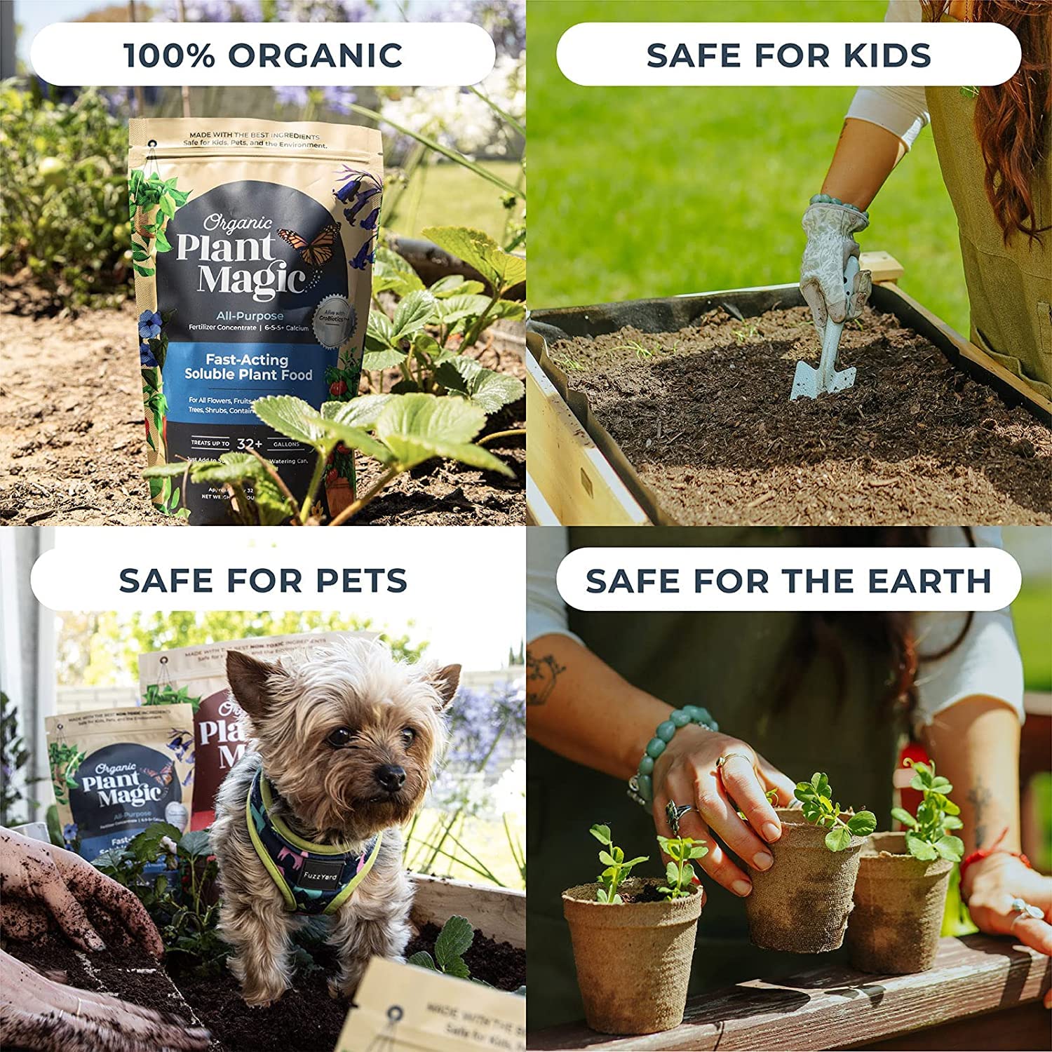 Organic Plant Magic - Truly Organic™ Fast-Acting Soluble Plant Food: All-Purpose Fertilizer Concentrate for Flowers, Vegetables, Herbs, Fruits, Trees & Shrubs - Ideal for Container Gardens, Houseplants & Indoor/Outdoor Use [Two 1 lb Bags] - Perfect for Boosting Growth in Home Gardens, Greenhouses & Urban Farming