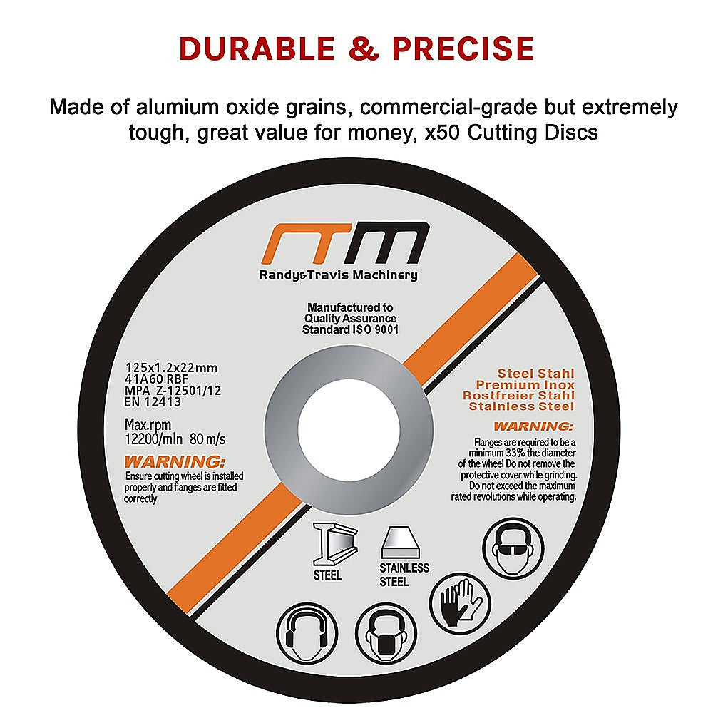 125mm 5-Inch Cutting Disc Wheel for Angle Grinder - 50 Pack | High-Speed Metal & Stainless Steel Cutting | Perfect for DIY Projects, Construction & Metalworking