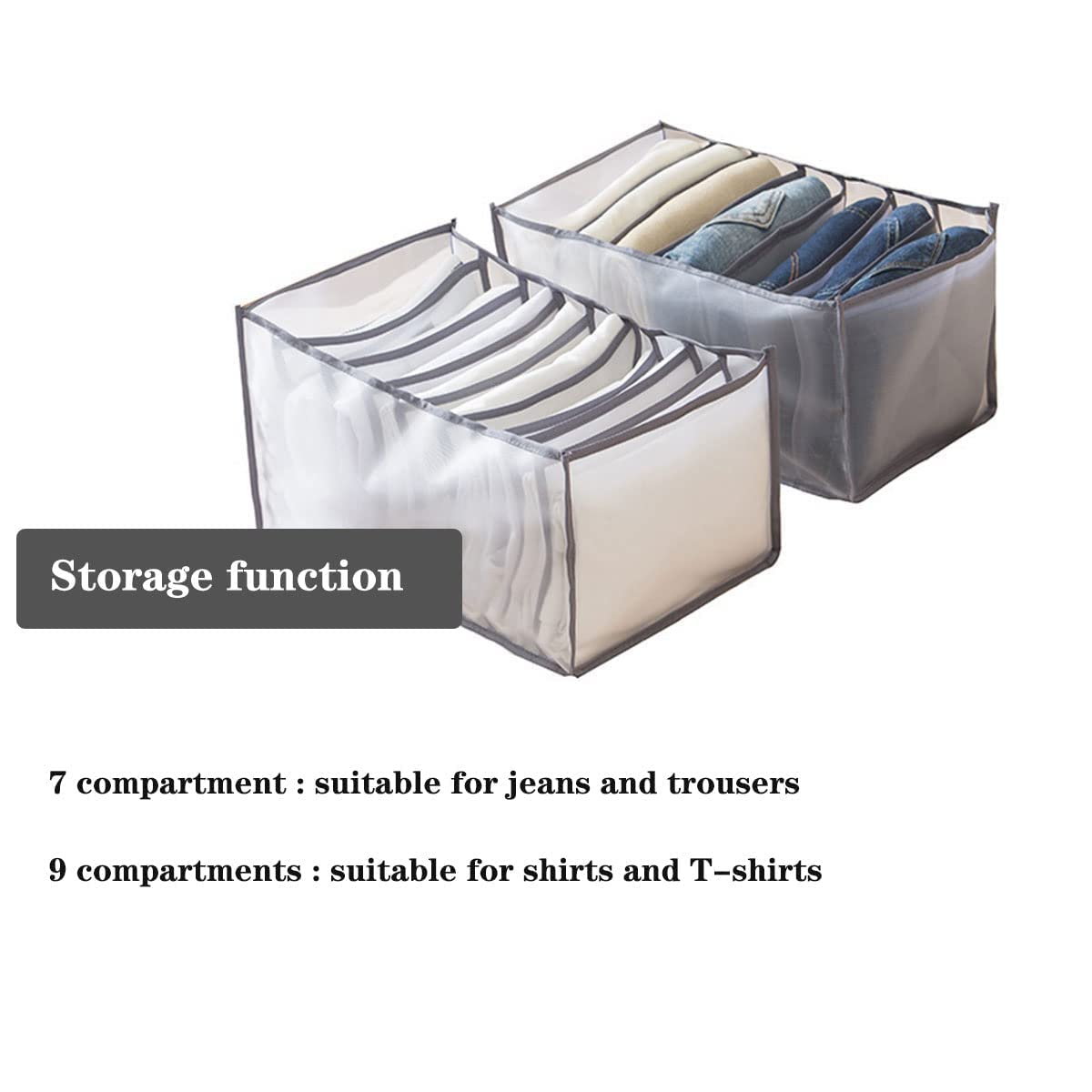 3-Piece Washable Mesh Wardrobe Organizer Set - 7 Grids & 9 Grids Foldable Closet Drawers for Jeans, Shirts, T-Shirts, Leggings | Space-Saving Clothes Storage Solution for Bedroom, Closet & Dorm Organization