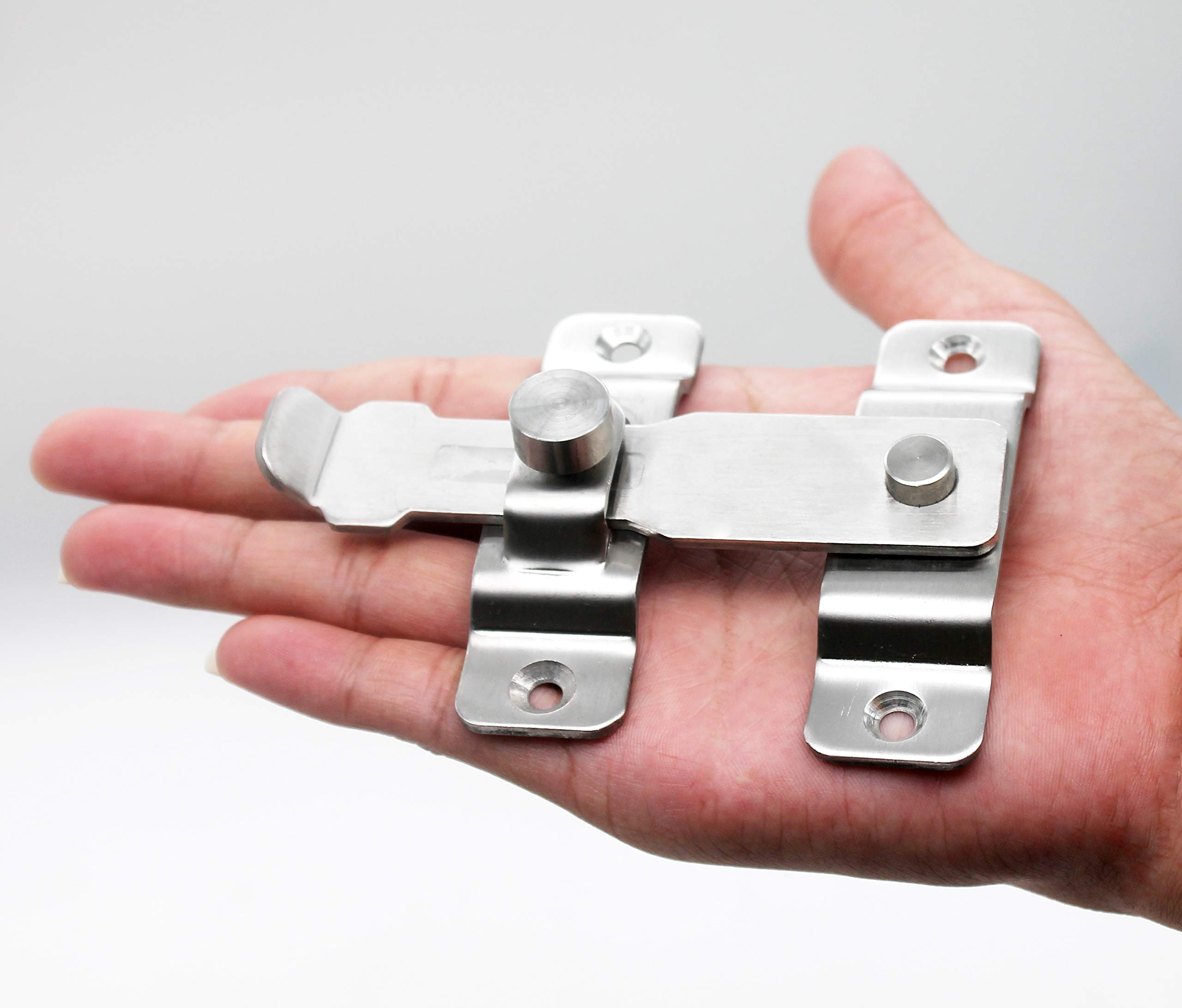 Stainless Steel Barn Door Latch Sliding Lock - Heavy Duty Hasp Lock for Barn Doors, Windows, Cabinets, Garage & Shed Gates | Secure Flip Latch with Safety Barrel Bolt | Perfect for Home Security, Farm Use & Outdoor Storage Protection