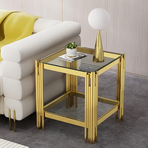 Gold End Table (Clear Glass Top)