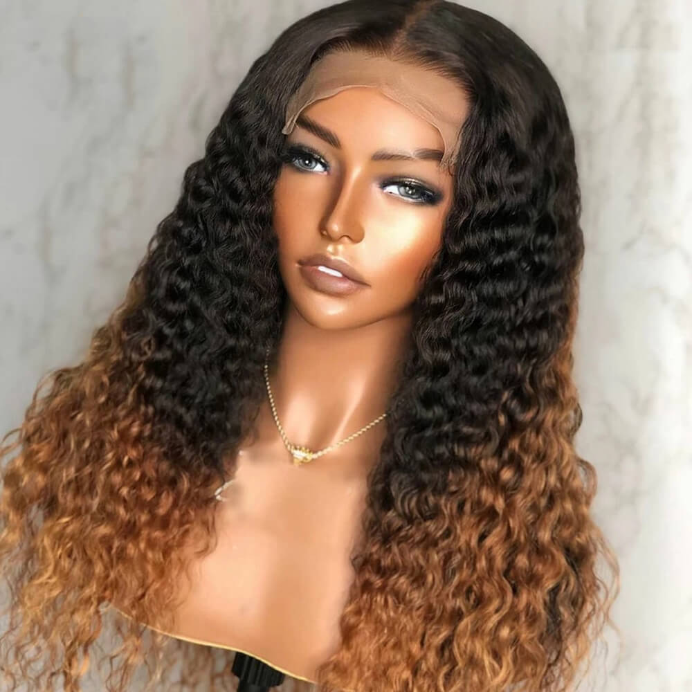 Eullair Ombre Brown Body Wave & Water Wave Lace Front Wig - Natural Looking Human Hair Frontal for Women | Perfect for Daily Wear, Parties & Special Occasions