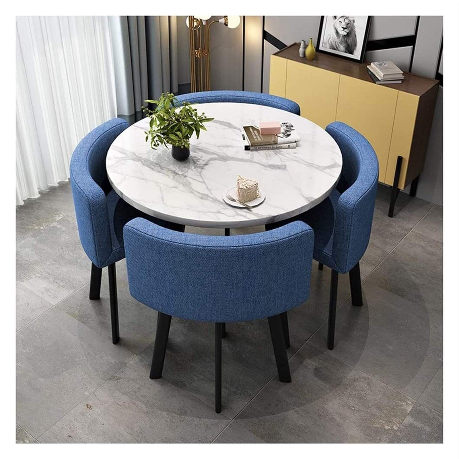 Elegant Marble Dining Table Set with 4 Chairs - Modern Kitchen & Dining Room Furniture, Coffee Table & Chair Combo for Living Room, Balcony or Office - Perfect for Family Gatherings & Home Decor
