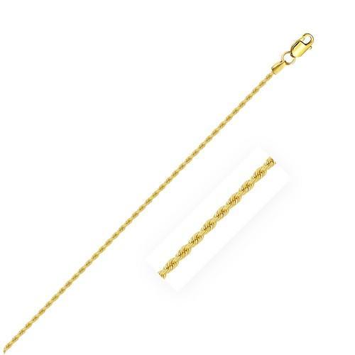 14K Yellow Gold Solid Rope Chain Necklace - 1.25mm Thin & Durable, 24 Inch Length - Perfect for Layering, Gift Giving & Everyday Elegance