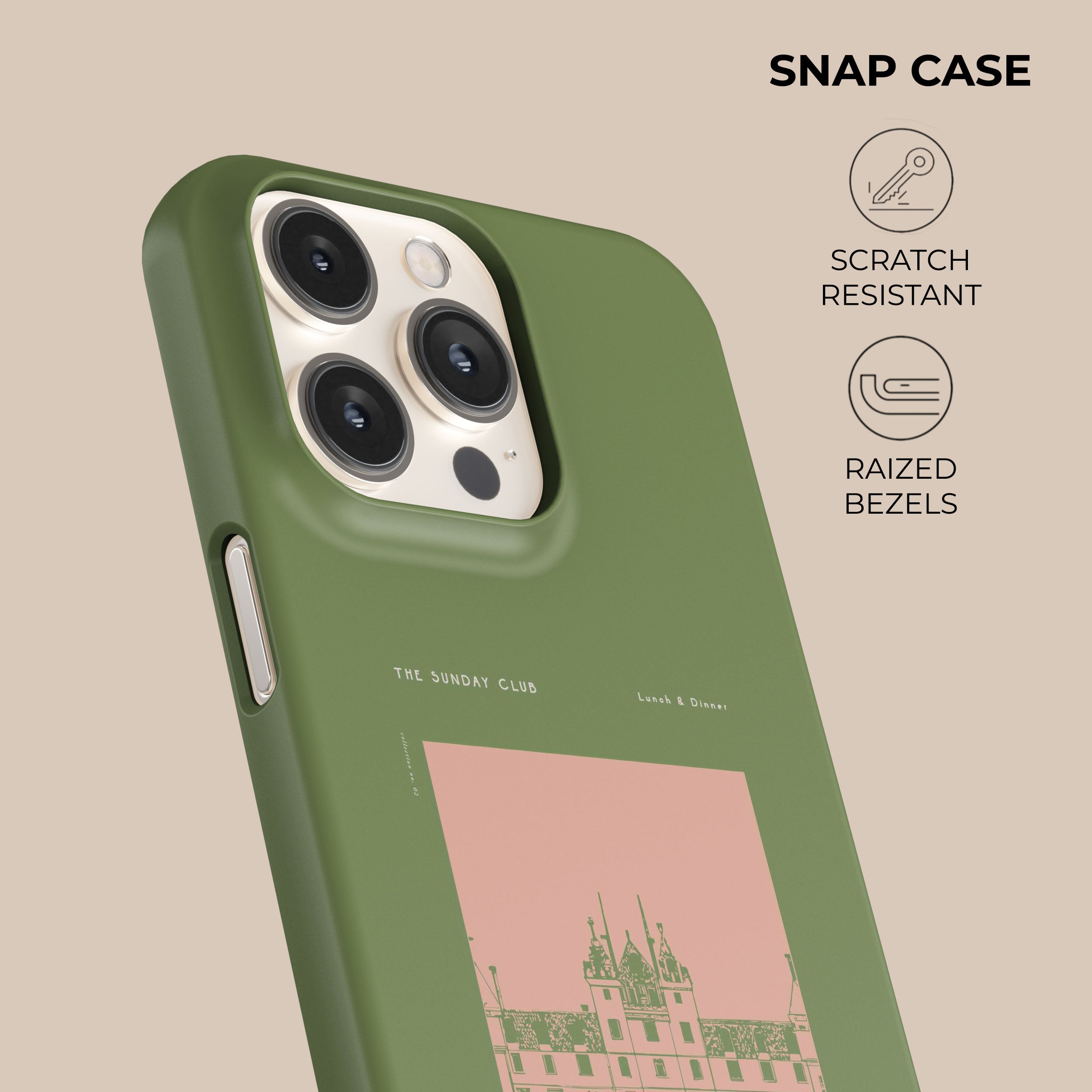 Green Sunday Club iPhone Case - Durable Protective Cover for iPhone 12/13/14/15 Pro Max - Slim Fit Shockproof Phone Case for Everyday Use, Work & Travel