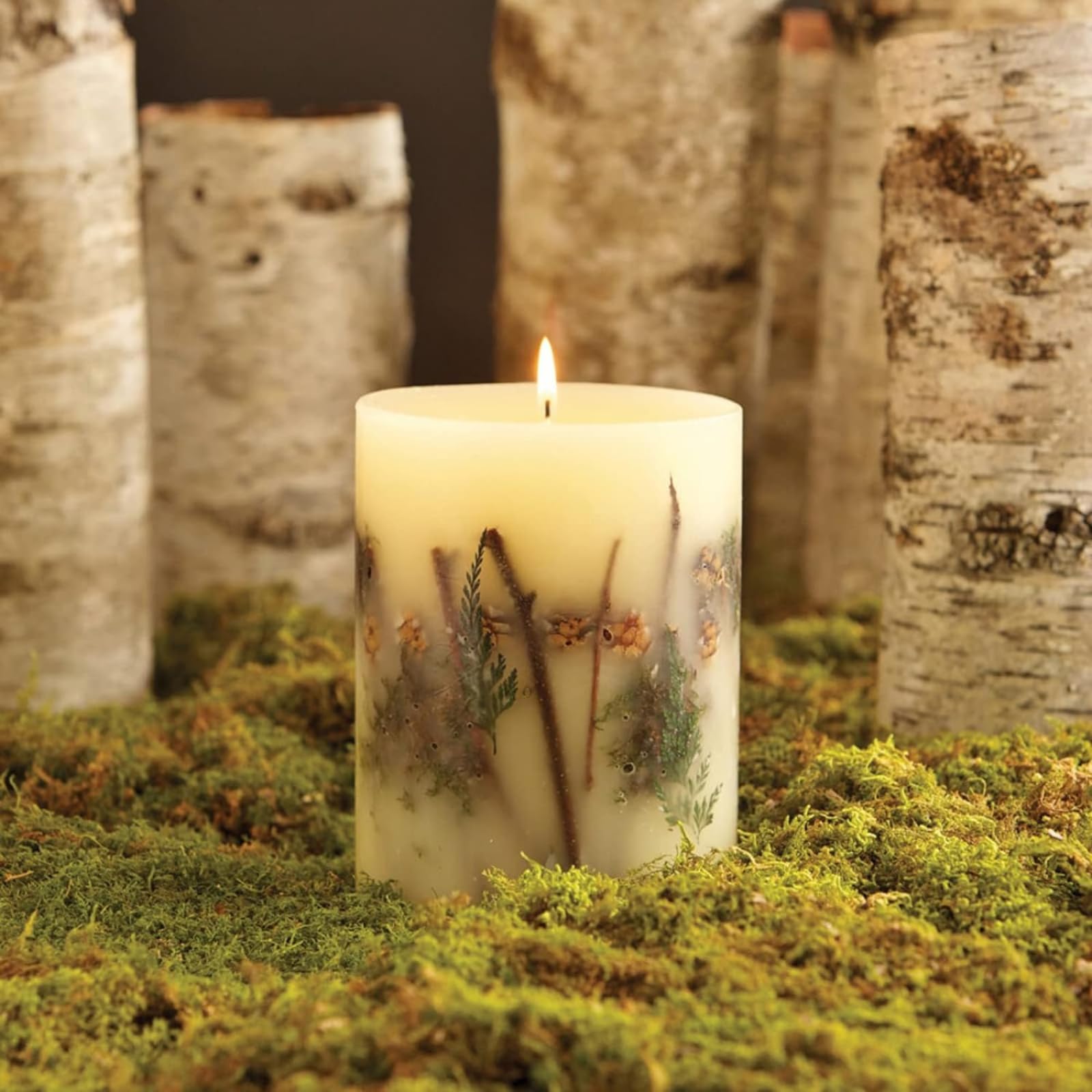 Rosy Rings Forest Round Botanical Candle - 200 Hour Burn Time, Clary Sage & Sandalwood Aromatherapy Candle with White Musk | Woodsy Scent for Relaxation, Spa, Yoga & Home Decor | 6.5