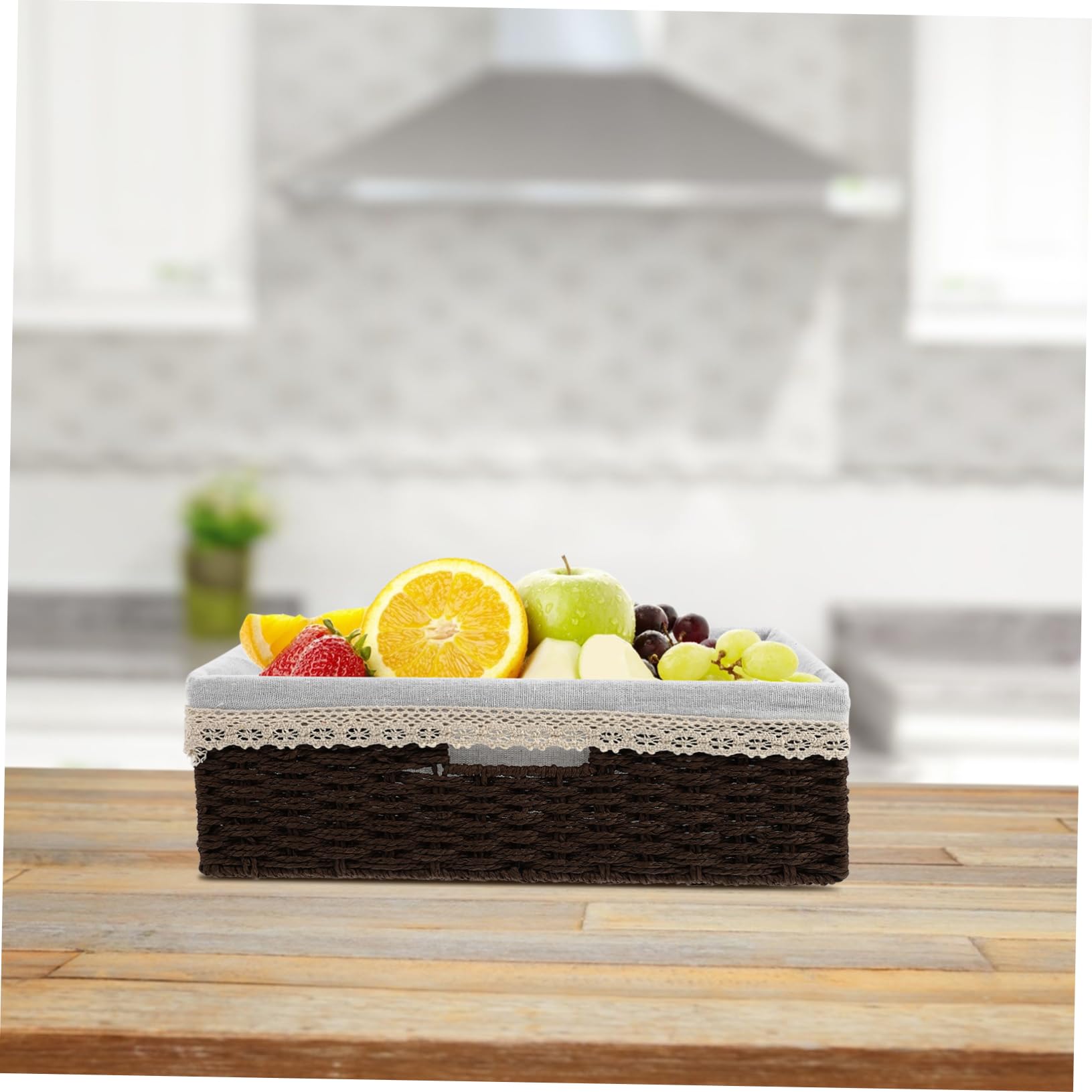 Elegant Woven Basket Liner for Desktop Storage - Organize Snacks, Fruits & Office Supplies - Perfect for Home, Office & Kitchen Organization