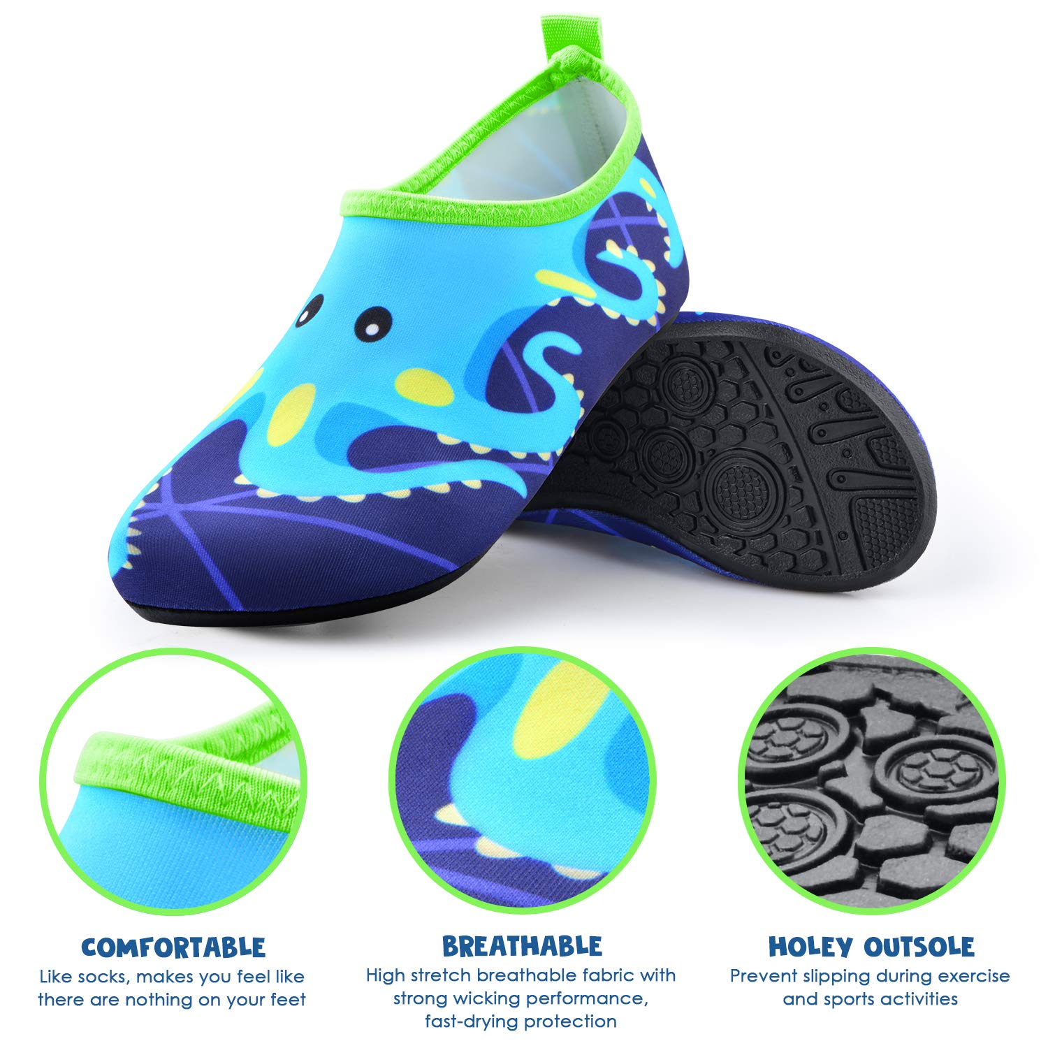 Sunnywoo Kids Water Shoes for Girls & Boys - Quick Dry, Non-Slip Aqua Socks for Toddlers - Barefoot Swim Shoes for Beach, Pool, Outdoor Sports & Water Activities