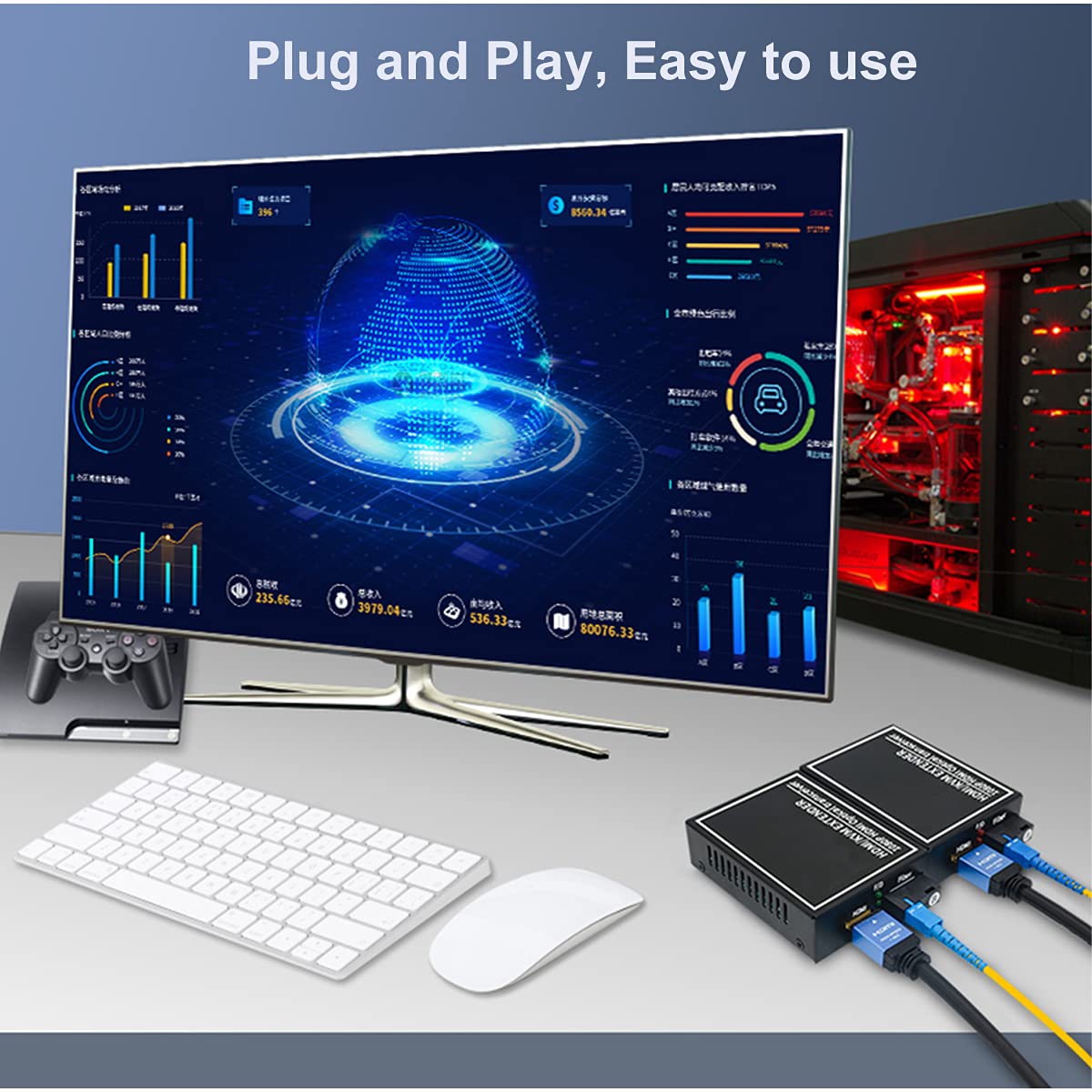 HDMI Over Fiber Optic Extender Adapter - SC Singlemode (20Km) & Multimode (500M) Media Converter Pair - Perfect for Long-Distance AV Transmission in Home Theaters, Conference Rooms & Digital Signage