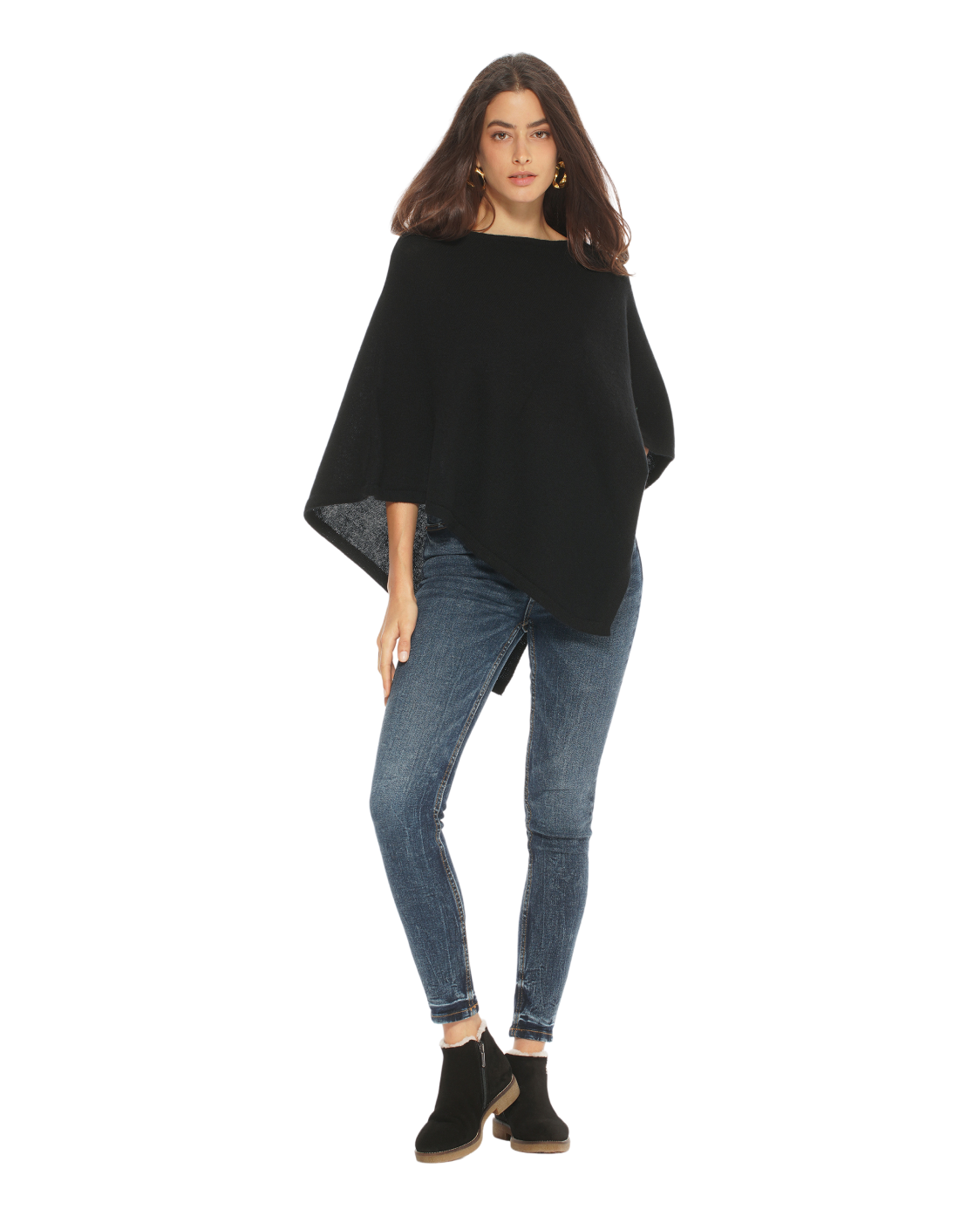 Luxury Women's Pure Cashmere Capelet Poncho Shawl - Soft & Warm Winter Wrap - Black Cashmere Poncho for Evening Out, Office Wear & Holiday Gifts