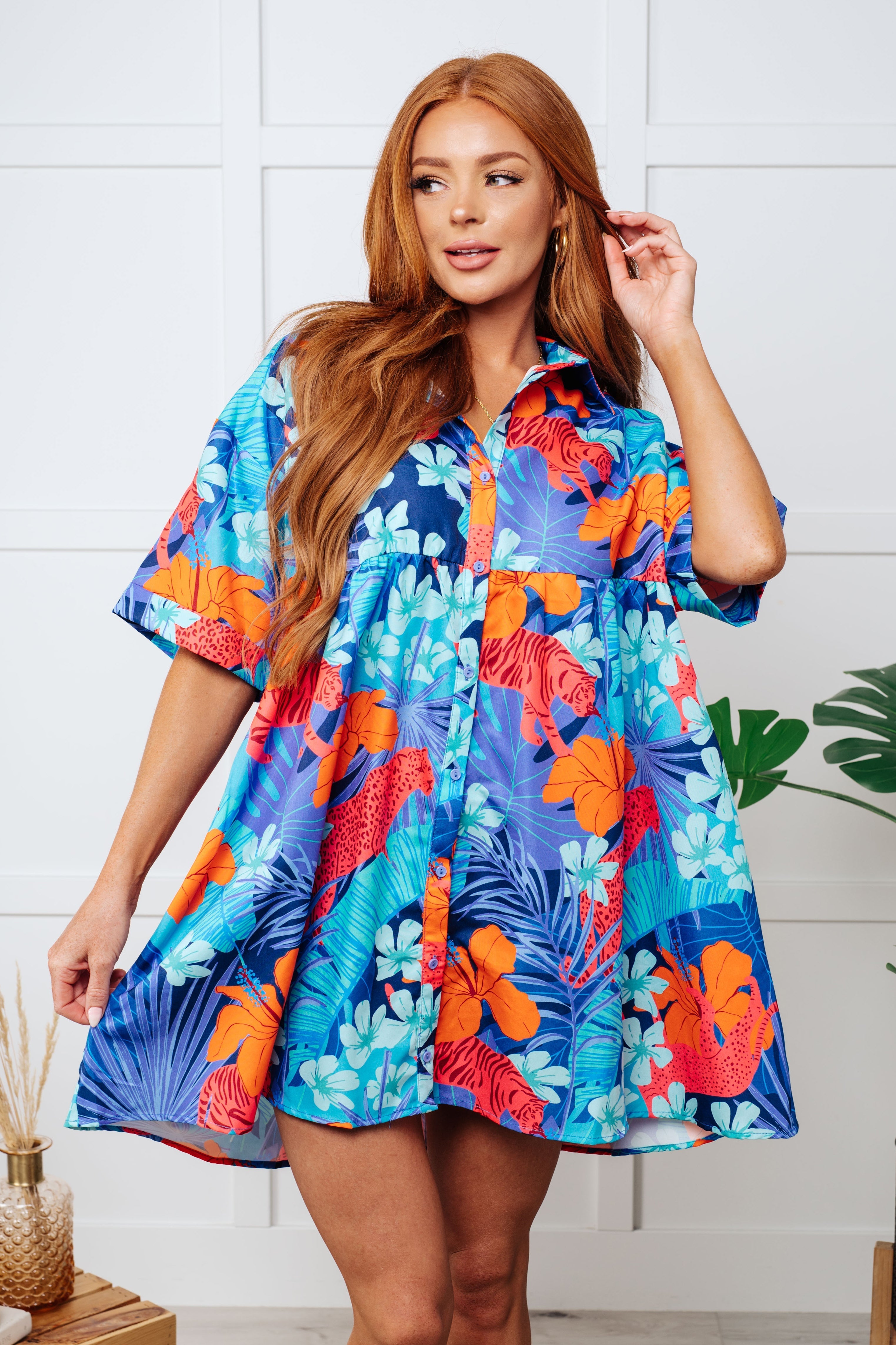 Mother Nature's Recipes Blue Collared Dress for Women | Elegant & Comfortable Casual Wear for Office, Parties & Everyday Outfits