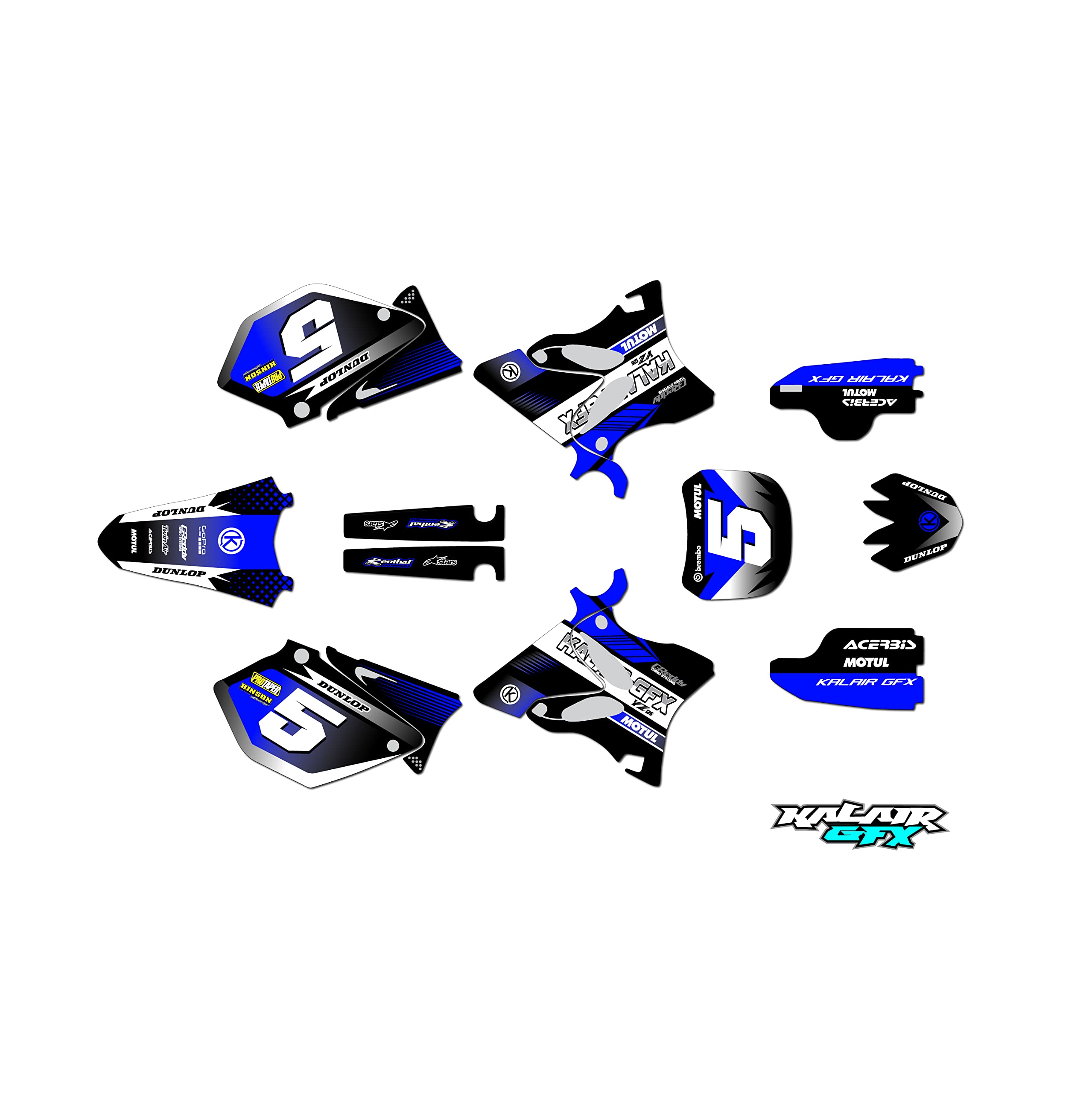 Yamaha YZ125 (2005) Turbo Series Blue 21 Mil Dirt Bike Graphics Kit - High-Quality Motorcycle Stickers & Racing Decals for Motocross Accessories | Perfect for Dirtbike Racing, Pit Bike Customization & Off-Road Motorcycle Enhancement