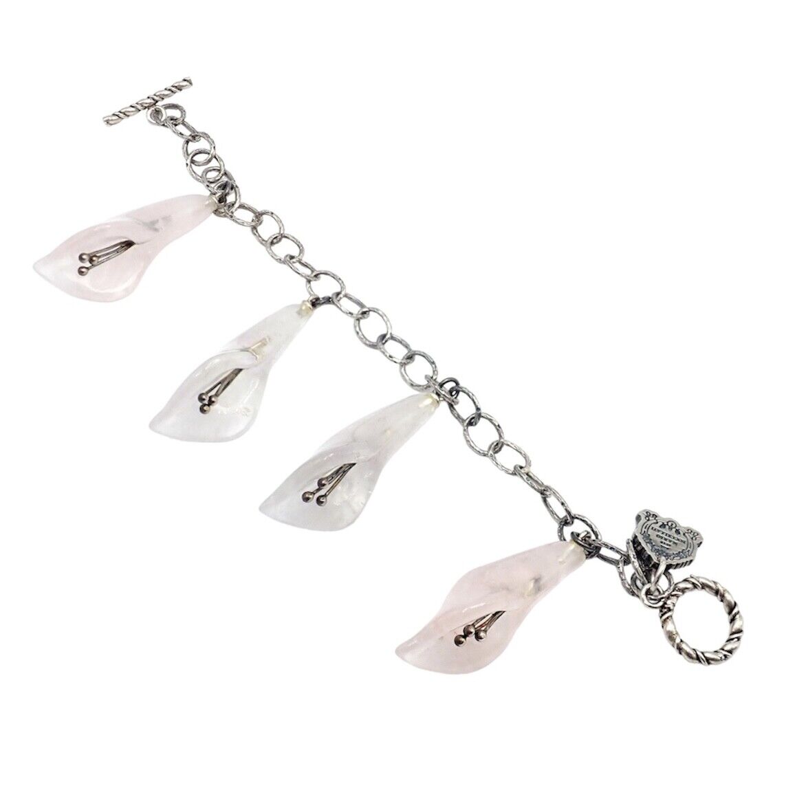 Vintage Mario Buccellati Sterling Silver Quartz Calla Lily Bracelet - Elegant Antique Jewelry for Women, Perfect for Weddings & Special Occasions