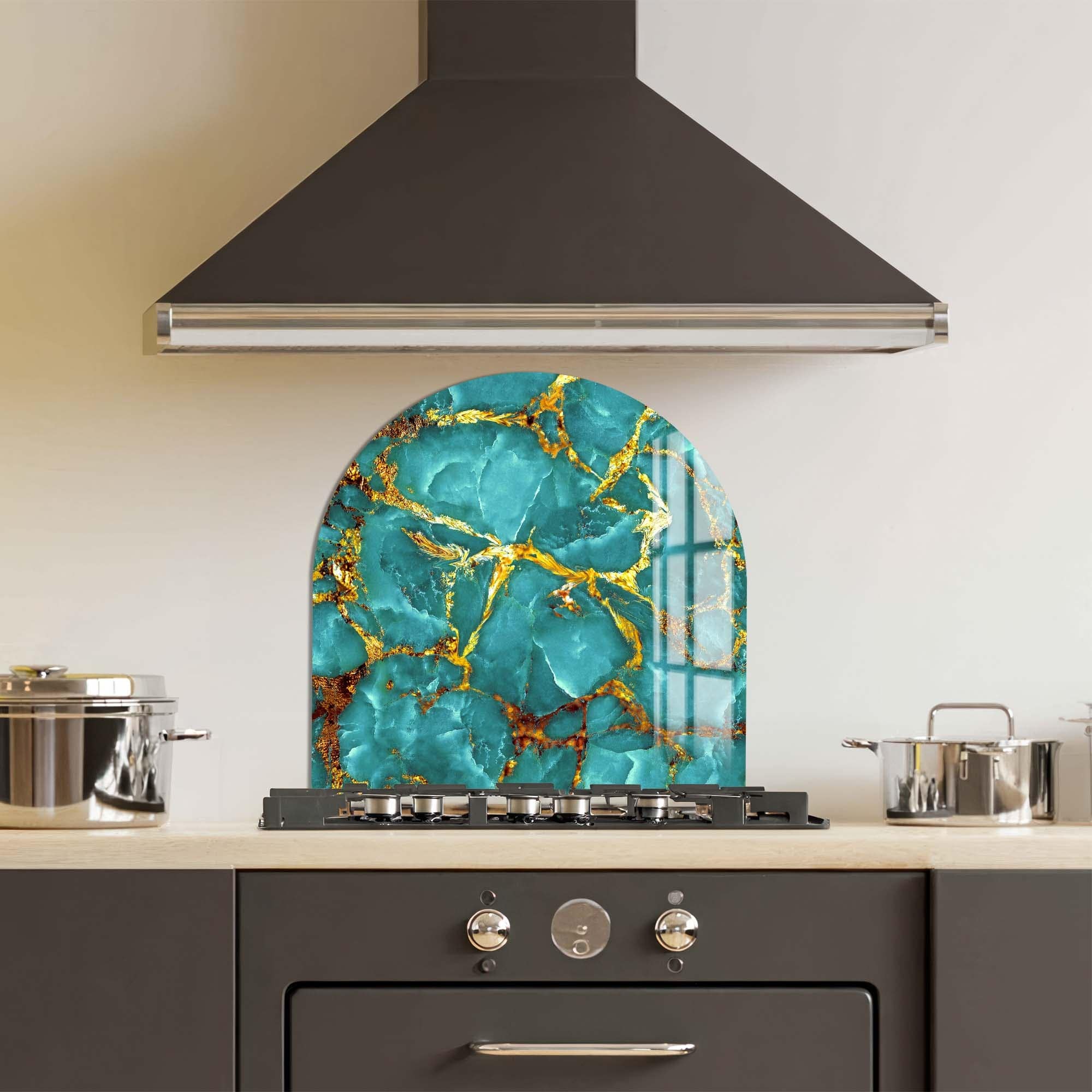 Sea Green Marble Glass Splashback - Elegant Kitchen Backsplash for Modern Homes | Perfect for Kitchens, Bathrooms & Commercial Spaces