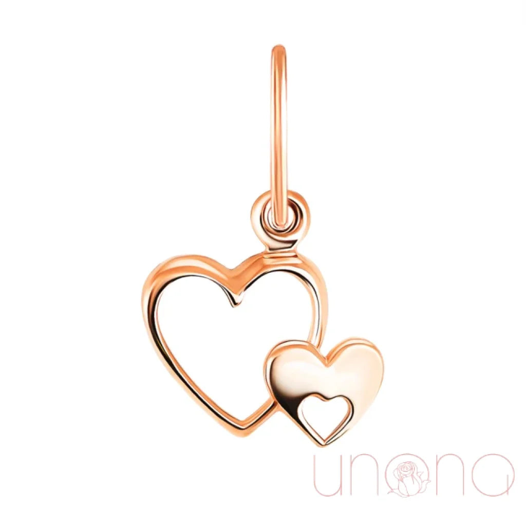 Two Loving Hearts Gold Pendant Necklace - Romantic 14K Gold Couple Heart Jewelry Gift for Her/Him | Anniversary, Valentine's Day, Wedding Proposal