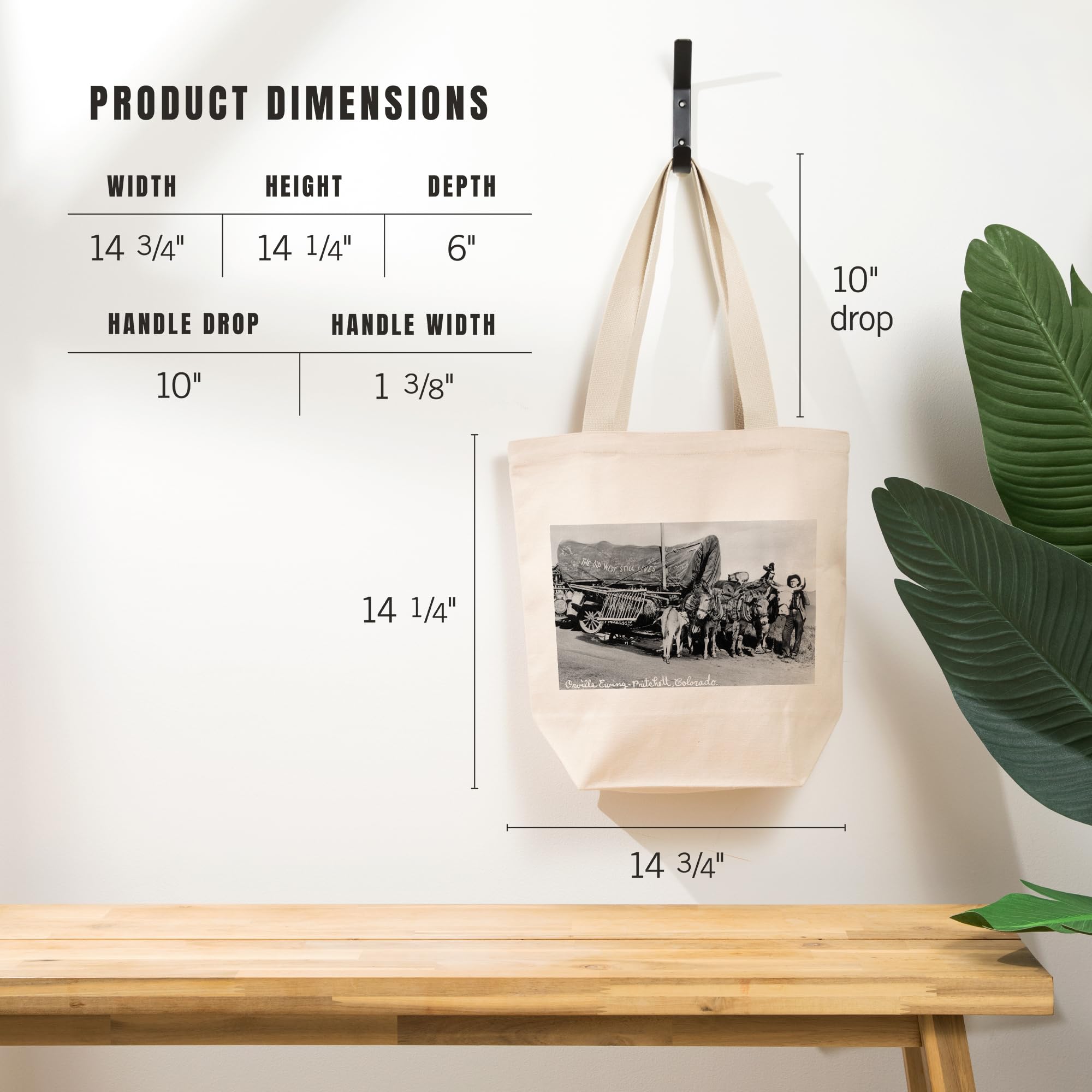 Lantern Press Pritchett Colorado Old West Wagon Tote Bag - 100% Cotton Canvas Reusable Shopping Bag for Groceries, Beach & Daily Use