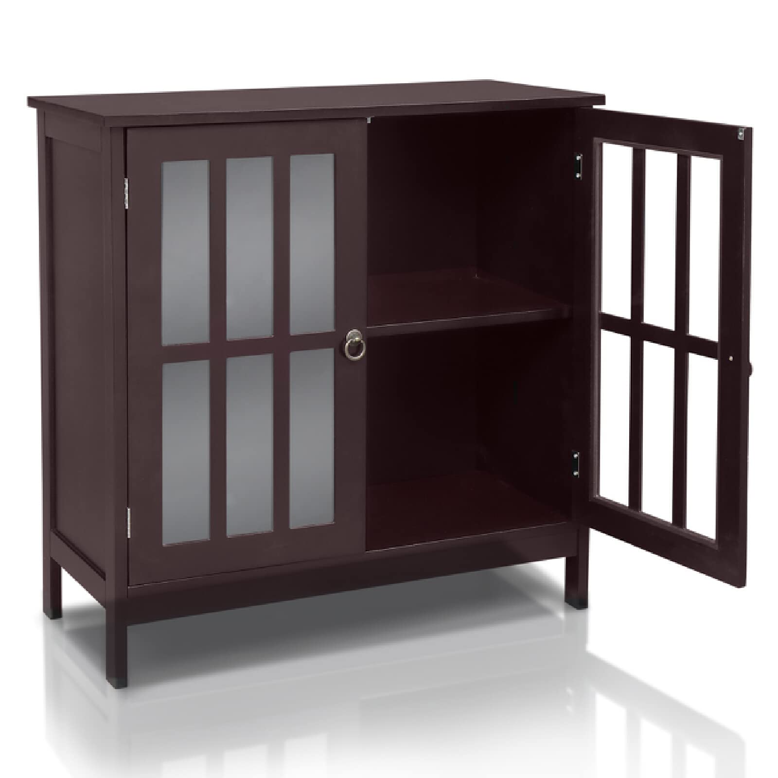 Stylish Sideboard Accent Cabinet - Multi-Functional Storage Cupboard with Display Shelves, Durable Wooden Entryway Console Table - Perfect for Dining Room, Bathroom & Hallway Organization (Brown)