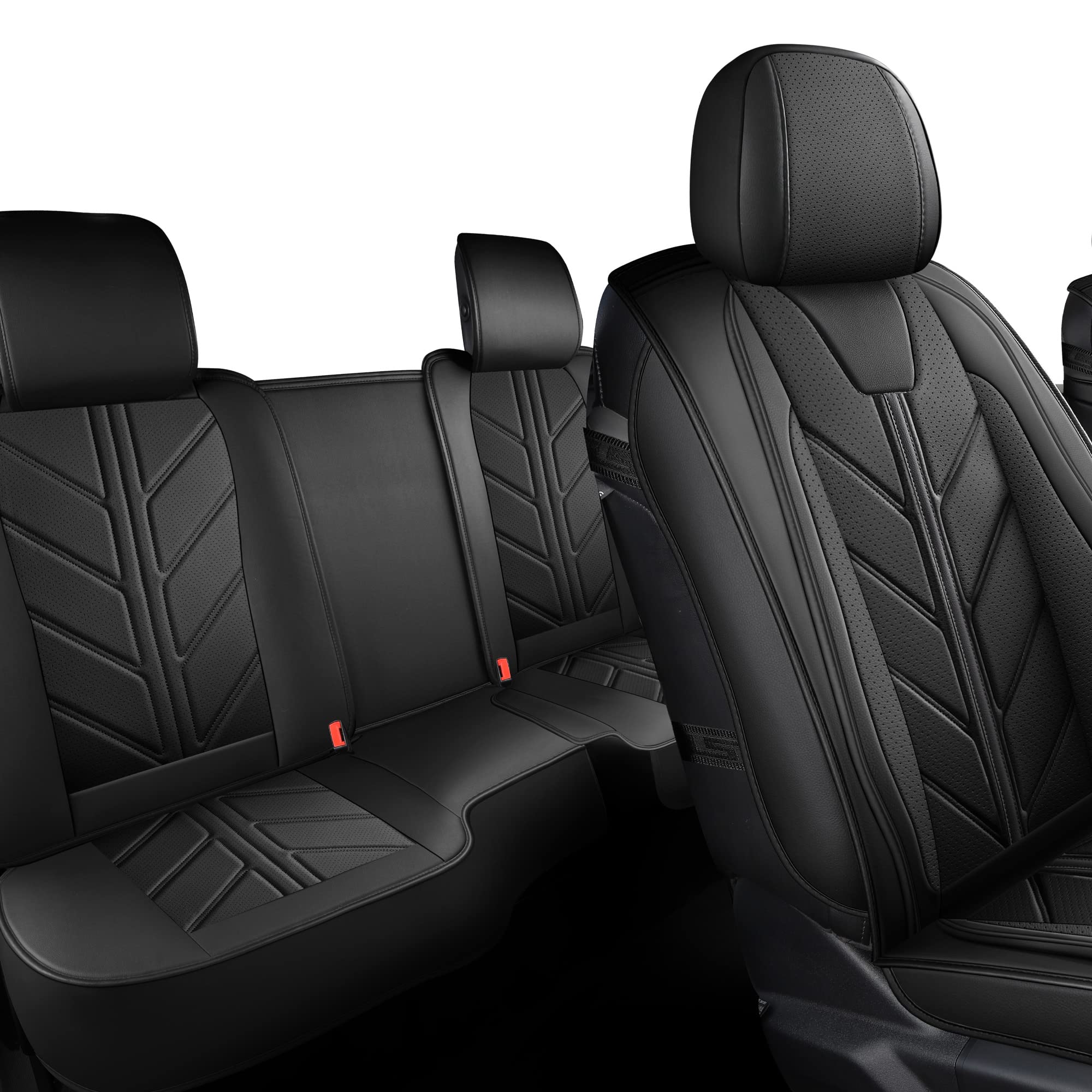 Dodge Ram 1500 2009-2024 Seat Covers - Premium Pleather Custom Fit for Ram 1500/2500/3500 Limited Laramie Big Horn Models - 5-Piece Full Set (Black) - Perfect for Truck Protection & Interior Upgrade
