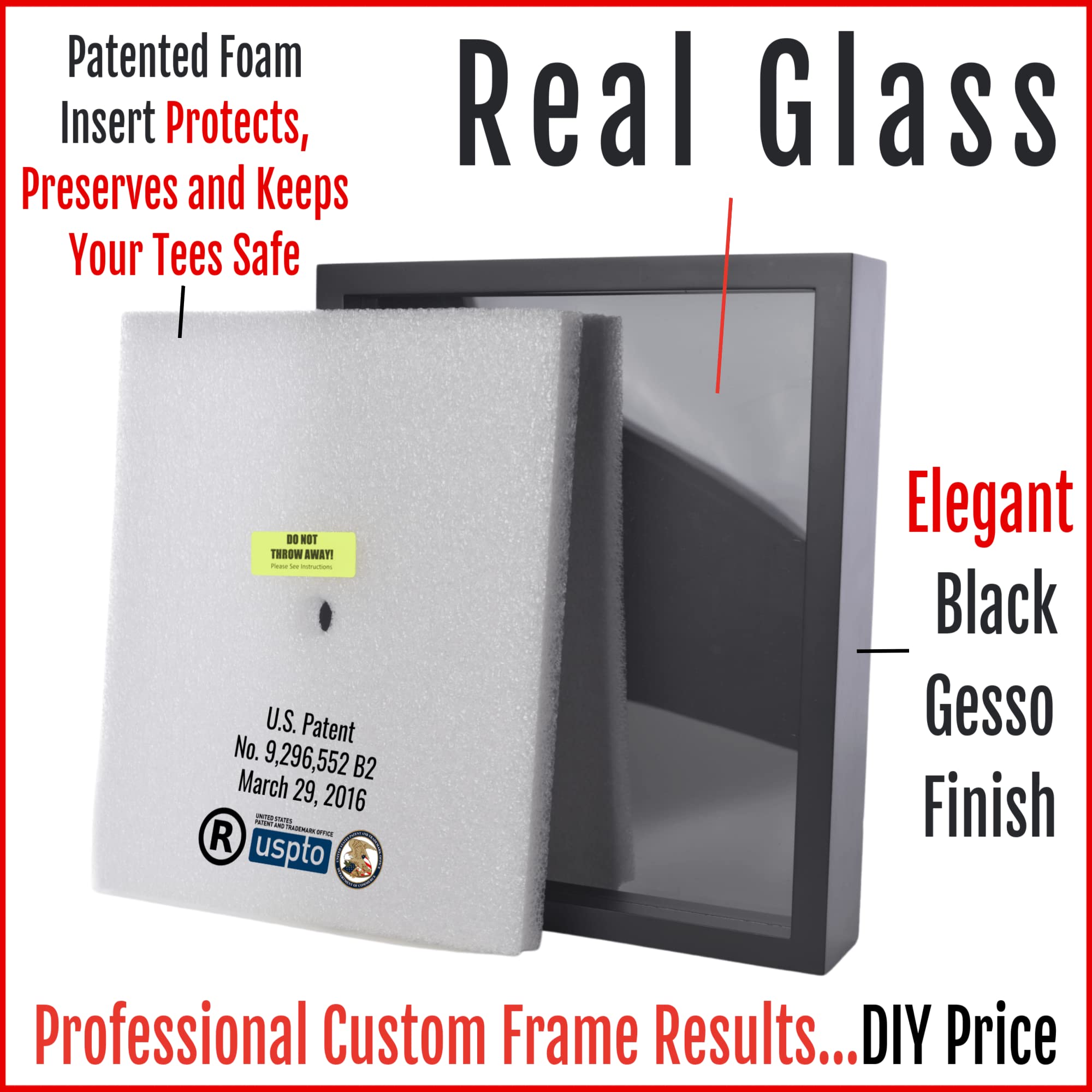 2 Pack Original T-Shirt Display Frame with Real Glass - 11x14 Inches Black Shadow Box for Concert, Sports Jersey & Memorabilia Display - Perfect for Wall Mounting and Home Decor