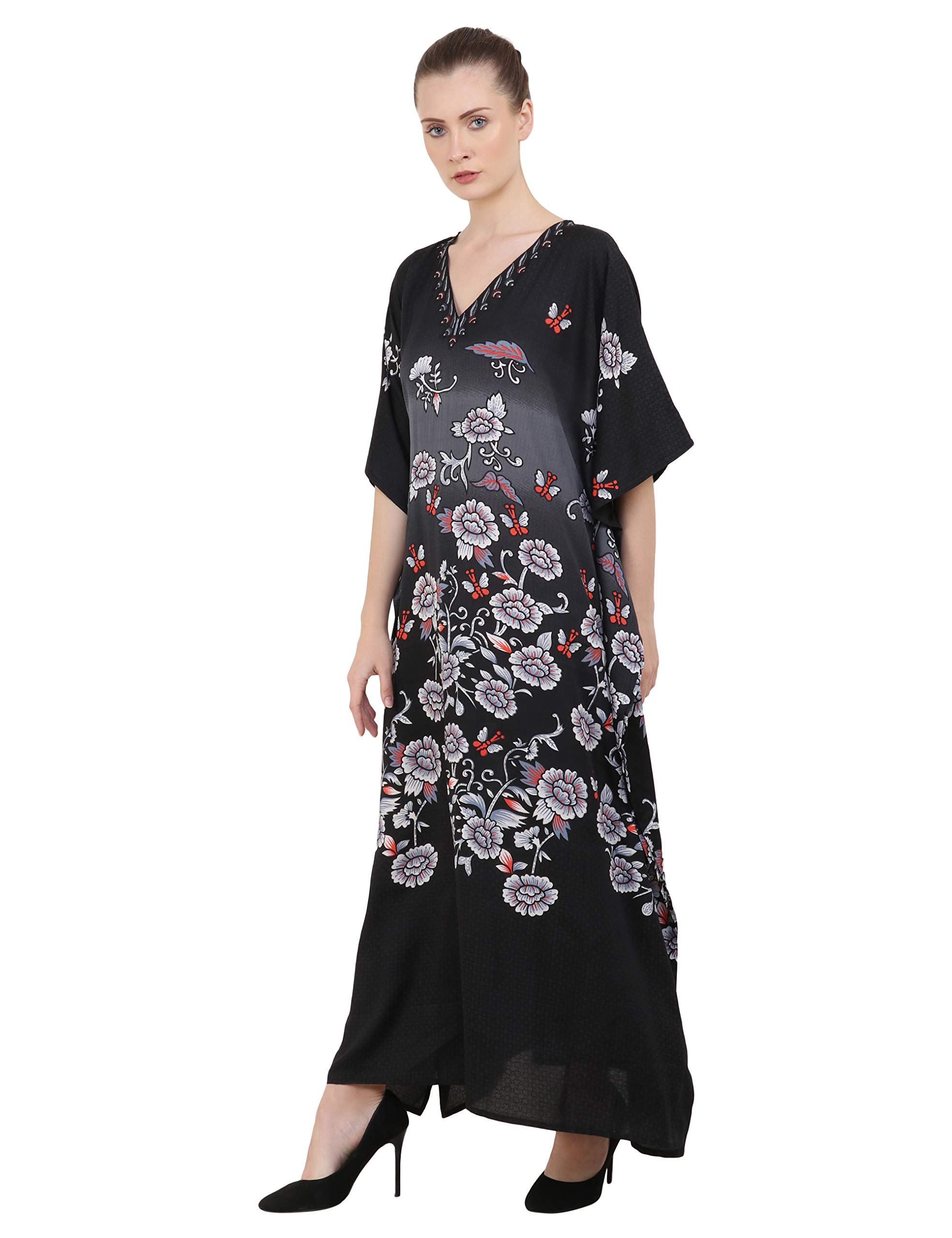 Miss Lavish London Women's Plus Size Kaftan Tunic Kimono Maxi Dress - Summer Beach Cover Up, Boho Chic Loungewear & Resort Wear for Vacation