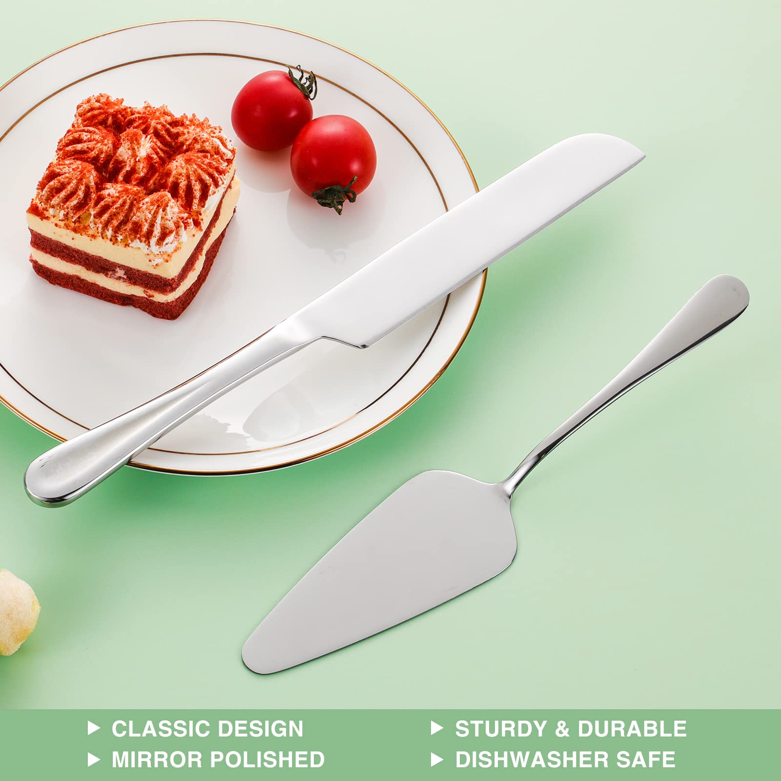 Premium Stainless Steel Cake Serving Set - Cake Knife & Pie Server for Birthday, Wedding, Party & Special Events | Elegant Silver Dessert Utensils for Cake Cutting & Pastry Serving