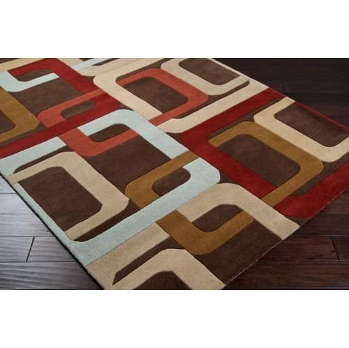 Contemporary Hand-Tufted 100% Wool Dark Chocolate 8' Round Geometric Area Rug - Surya Forum FM-7106 - Perfect for Living Room, Bedroom & Office Decor