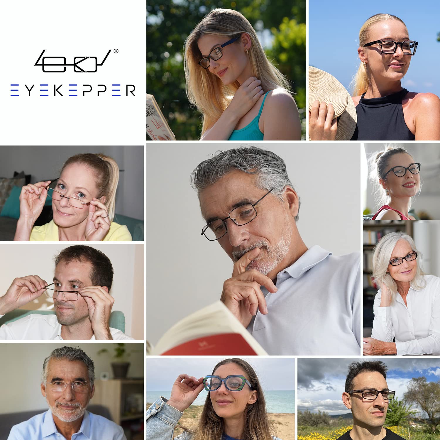Eyekepper Classic Rectangular Frame Spring Hinged Computer Glasses with Orange Tinted Lenses - Blue Light Blocking Reading Glasses for Office Work, Screen Time & Digital Eye Strain Relief