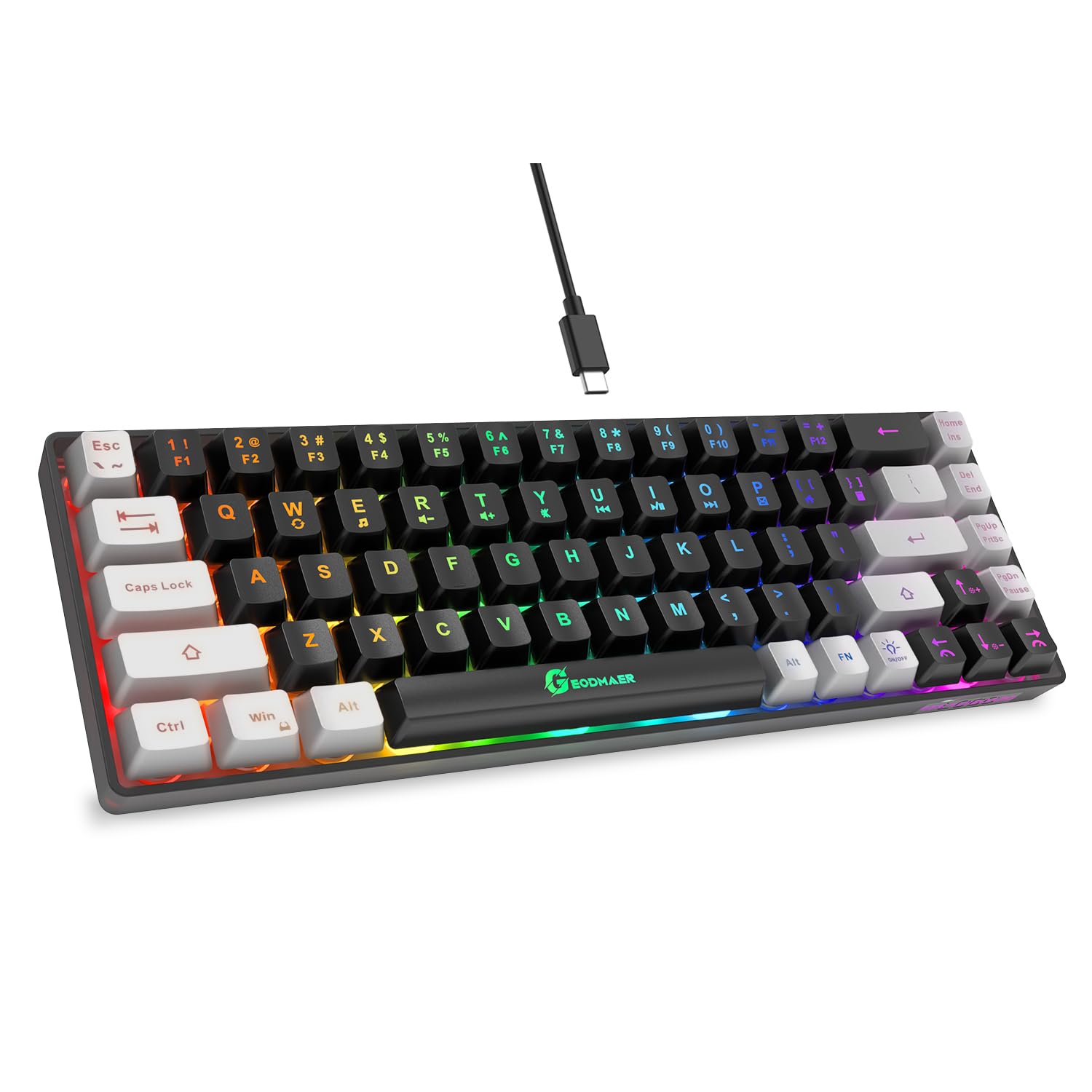 65% LED Gaming Keyboard - Compact 68 Keys, Anti-Ghosting for PC Gamers | Perfect for Esports & Office Work