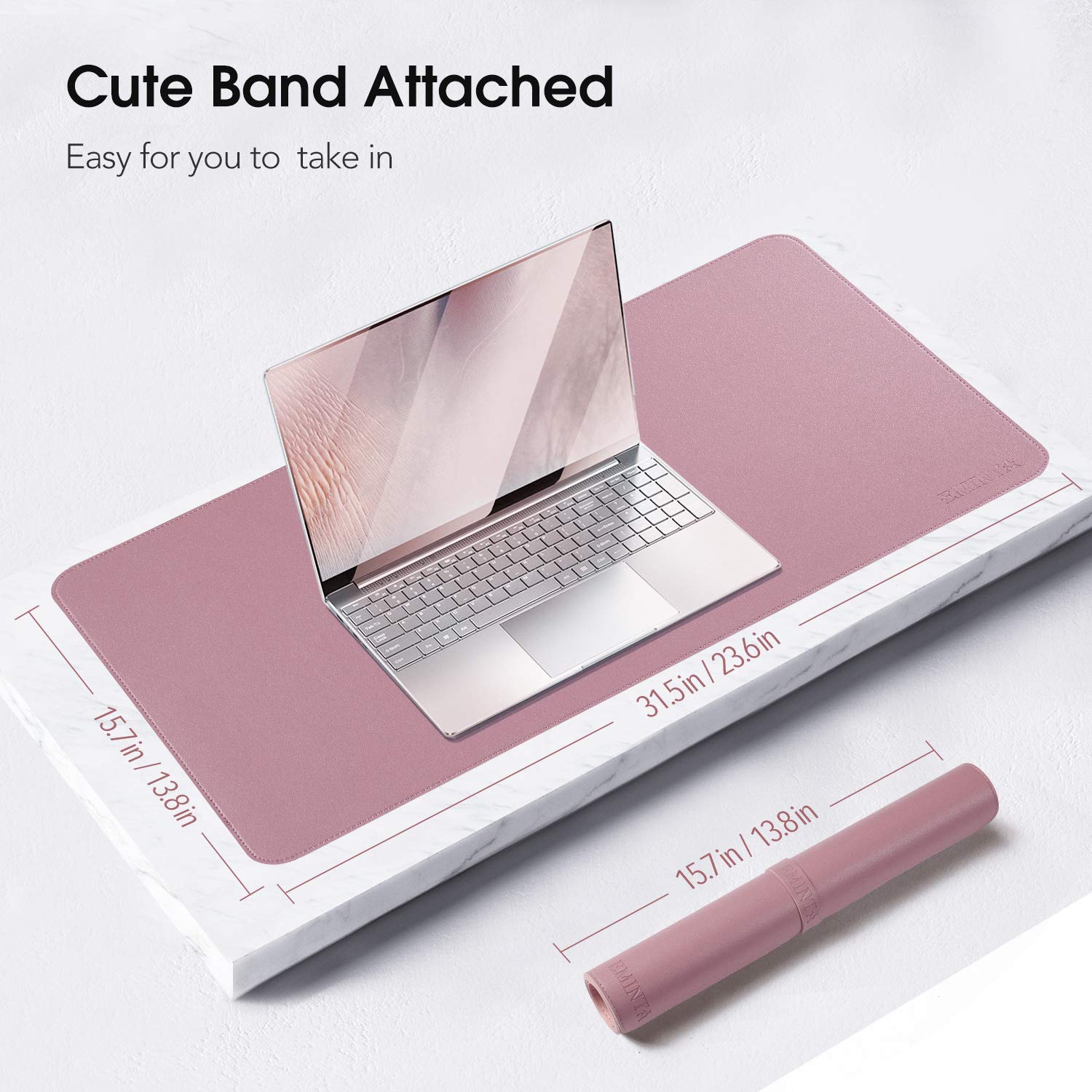 Premium Dual-Sided PU Leather Desk Pad - Upgraded Stitched Edge Office Desk Mat - Waterproof & Non-Slip Desk Protector - Large Writing Surface & Mouse Pad (31.5