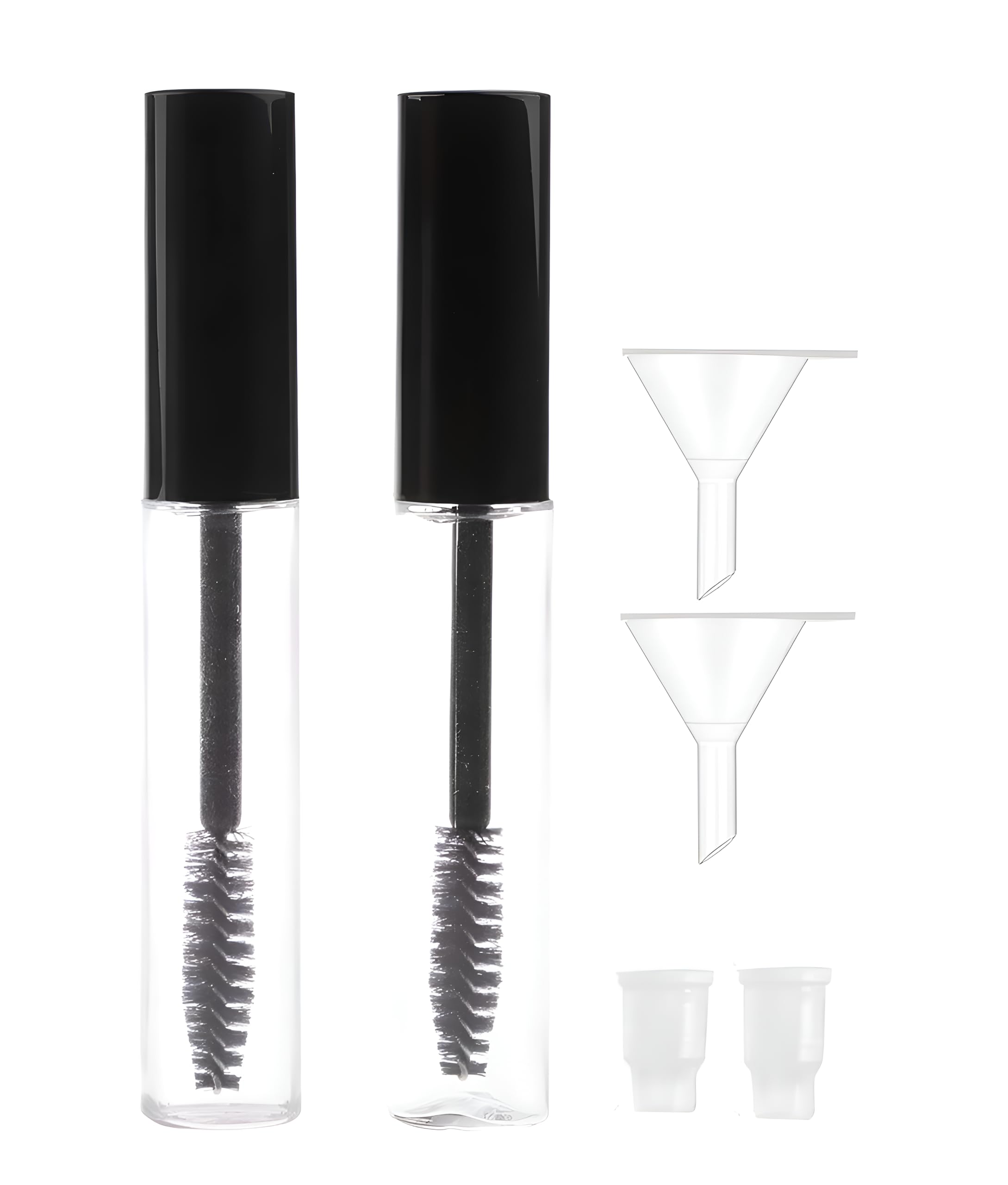 Vinayakart 10ml Plastic Mascara Tube with Wand - Eyelash Cream & Castor Oil Container Bottle Kit (2-Pack) - Includes Dots & Funnels - Perfect for Travel, DIY Beauty & Home Use