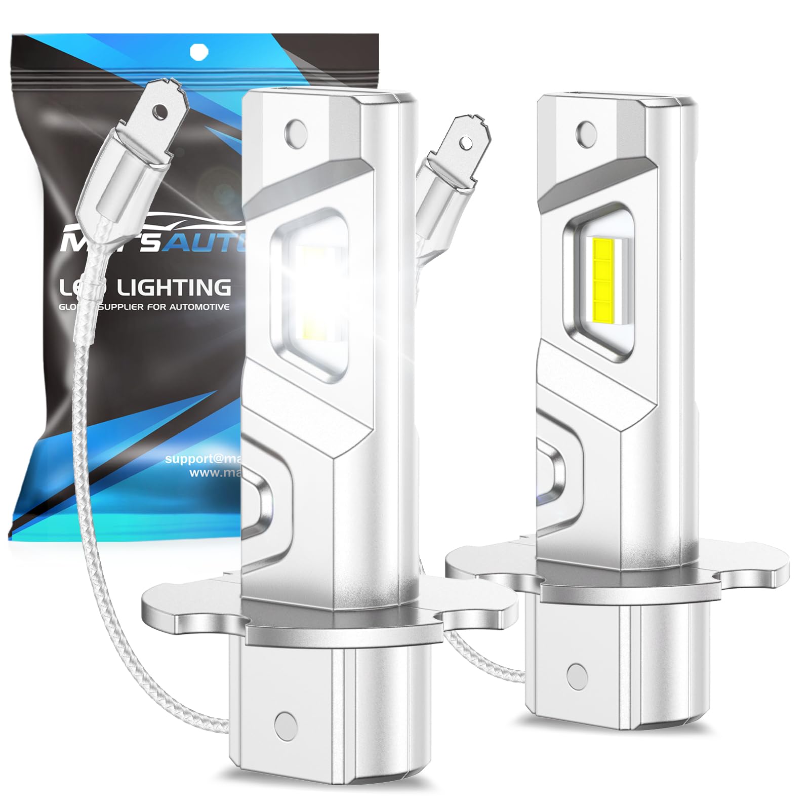 MarsAuto H3 LED Fog Light Bulbs - 600% Brighter 10000LM 6500K White with Strong Penetration, 1:1 Mini Size Plug & Play - Perfect for Cars, Trucks, SUVs (Pack of 2) | Enhance Visibility in Fog, Rain & Night Driving