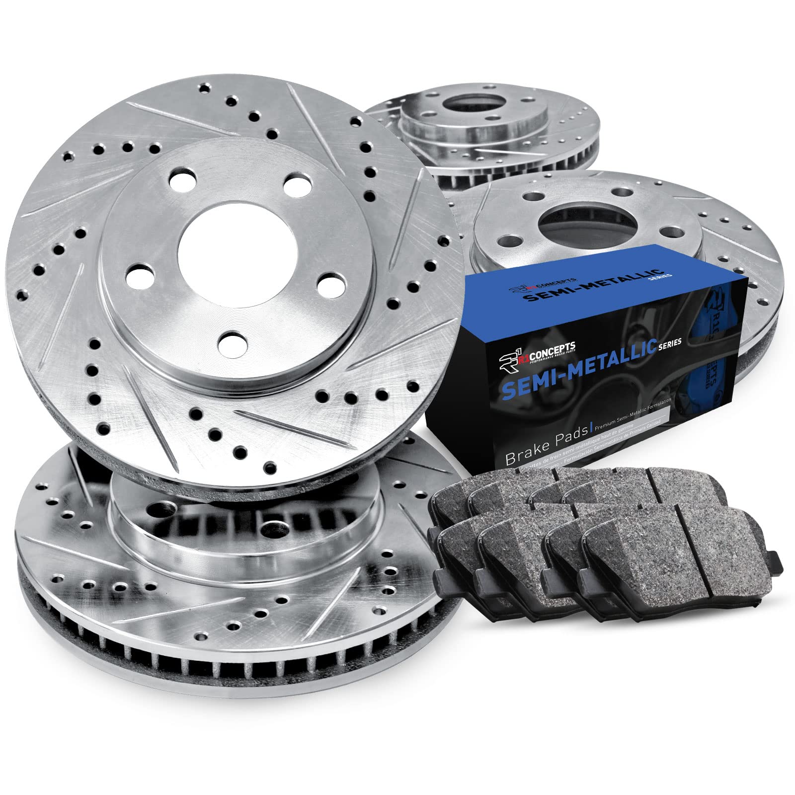 R1 Concepts Premium Front & Rear Brake Kit - Semi-Metallic Brake Pads & Rotors Set (CEC.31061.03) | High-Performance Braking for Cars, Trucks & SUVs | Ideal for Daily Commuting & Highway Driving