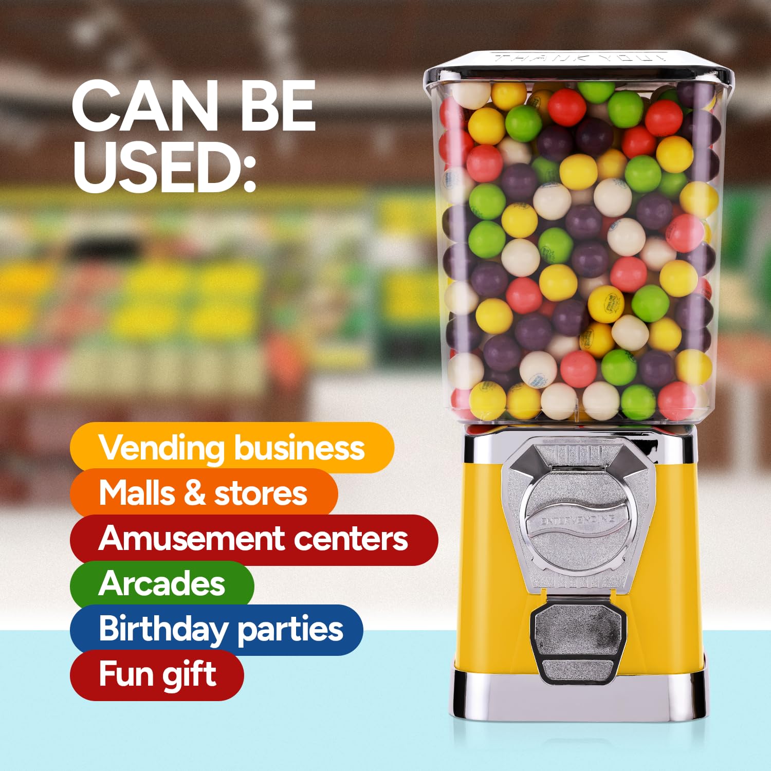 Premium Gumball Machine for Kids - Bubble Gum Dispenser for Bouncy Balls, Toys & Candy - Fun Vending Machine for Home, Parties & Classroom Rewards