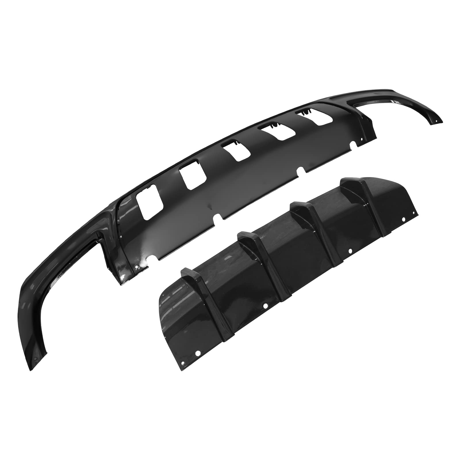 FREEMOTOR802 Rear Diffuser Compatible with 2015-2023 Chrysler 300 | IKON V1 Style Gloss Black PP Bumper Lip Valance | 2PC Shark Fin Splitter Set for Enhanced Aerodynamics & Sporty Look