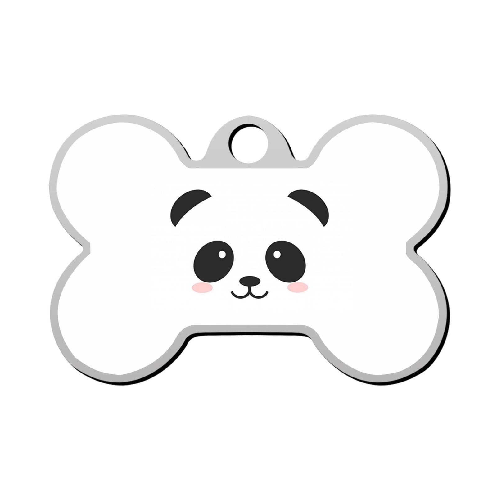 Personalized 3D Printed Cute Panda Pet ID Tag - Bone Shaped Dog & Cat Name Tag with Custom Phone Number - Perfect for Pet Safety & Daily Walks