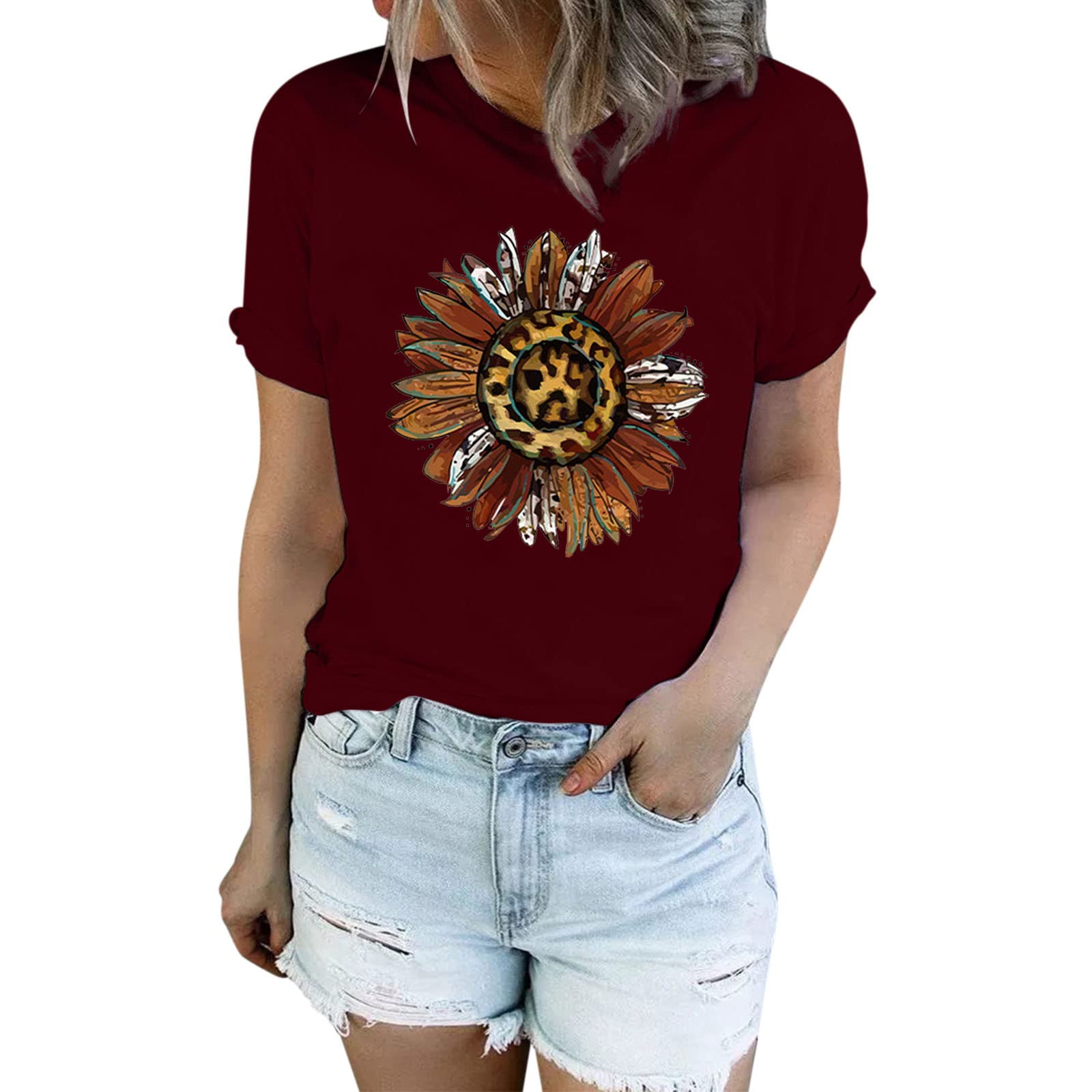 Women's Aztec Western Denim Shirt - Elegant Short Sleeve O-Neck Casual Blouse | Perfect for Boho Fashion, Music Festivals & Everyday Wear
