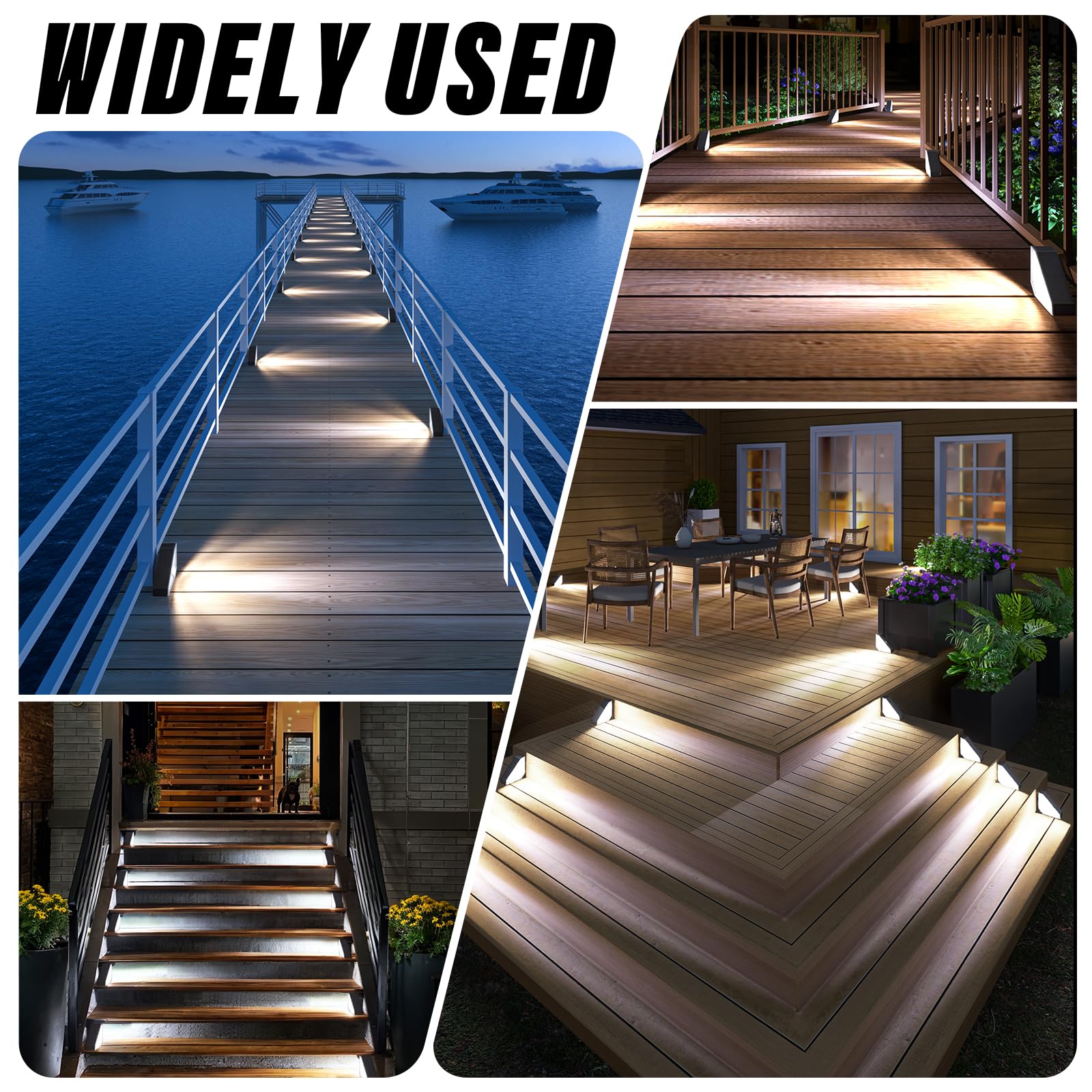 ROSHWEY 10 Pack Solar Step Lights for Outdoor Stairs - Waterproof Triangle Deck Lights with Cool White LED - Solar Powered Pathway Lighting for Front Porch, Backyard, Patio, Garden & Walkways - Perfect for Nighttime Safety and Landscape Decor