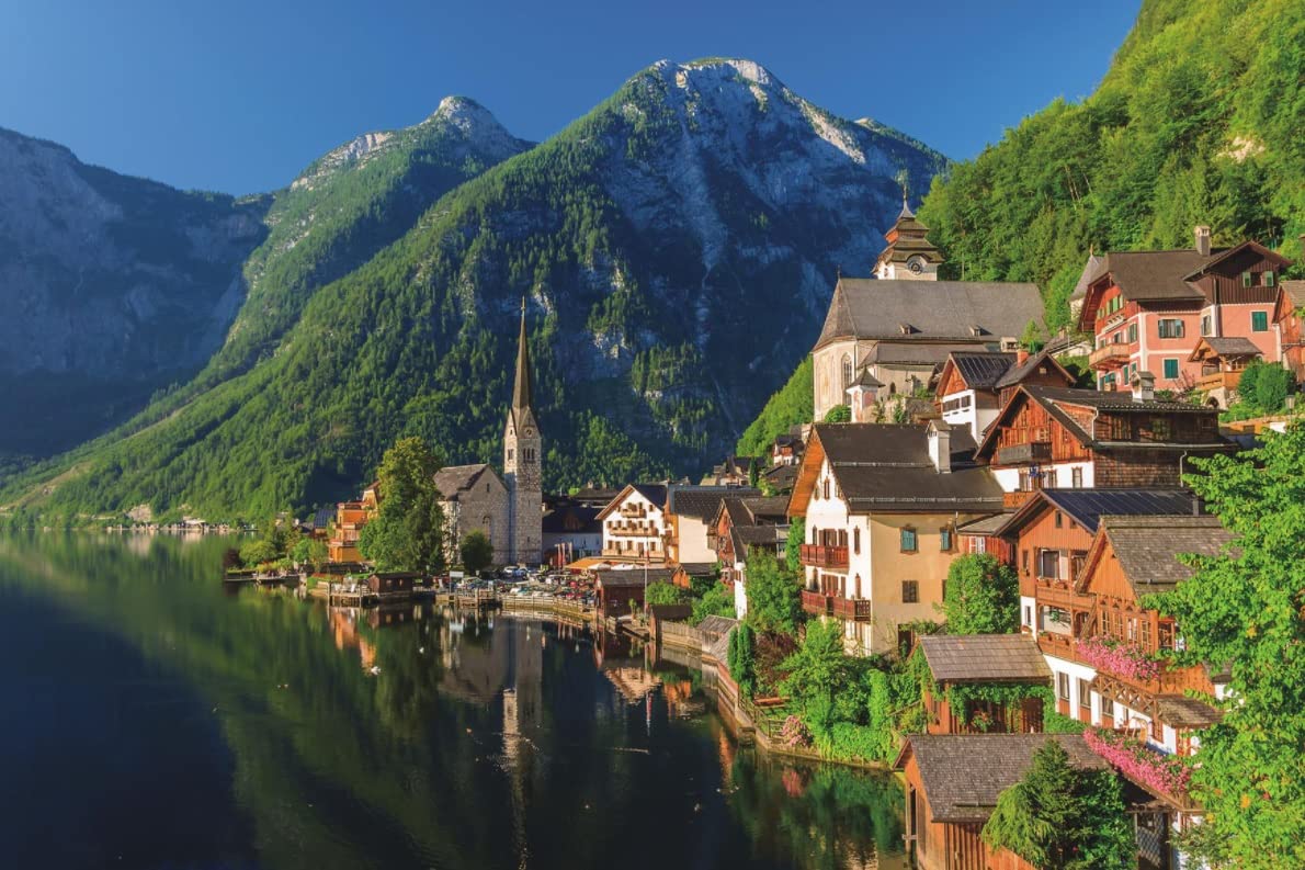 1,000 Piece Jigsaw Puzzle - Hallstatt, Austria Gold Edition Scenic Landscape - Perfect for Adults, Family Game Night & Stress Relief