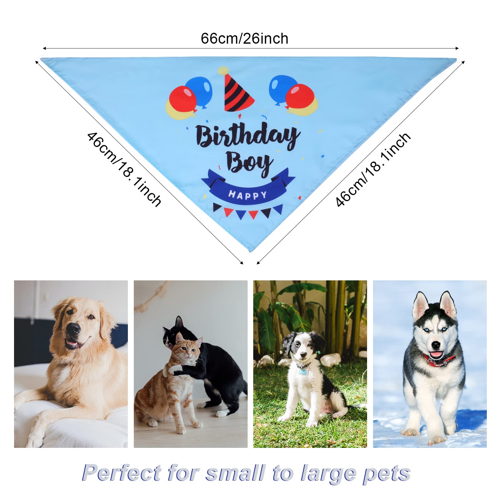 Blue Dog Birthday Bandana for Small Medium Large Dogs - Cute Pet Bibs & Triangle Scarf for Puppy Birthday Parties - Perfect for Pet Celebrations, Photo Shoots & Special Occasions