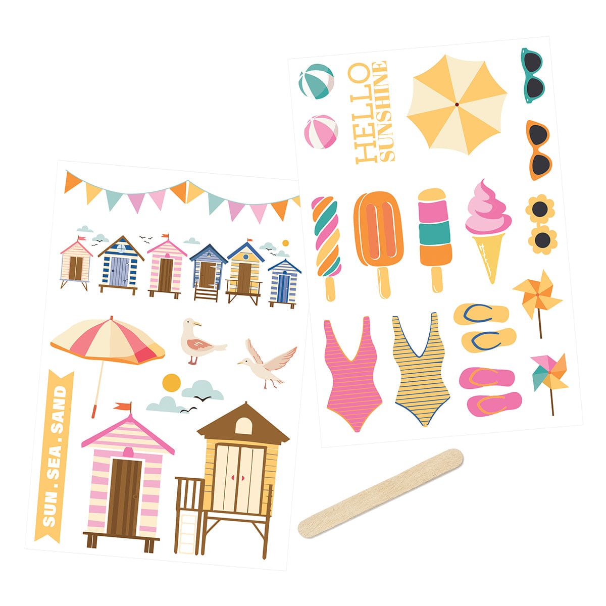 Summer Rub On Transfers - 2 Pack Temporary Tattoos for Beach, Pool & Festival Fun