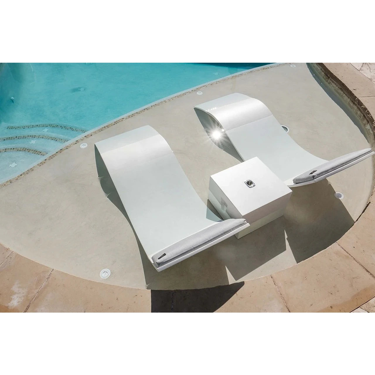 Premium Concrete Chaise Lounge Poolside - Durable Outdoor Pool Lounger for Relaxing by the Swimming Pool, Perfect for Backyard, Resort, and Beach Use