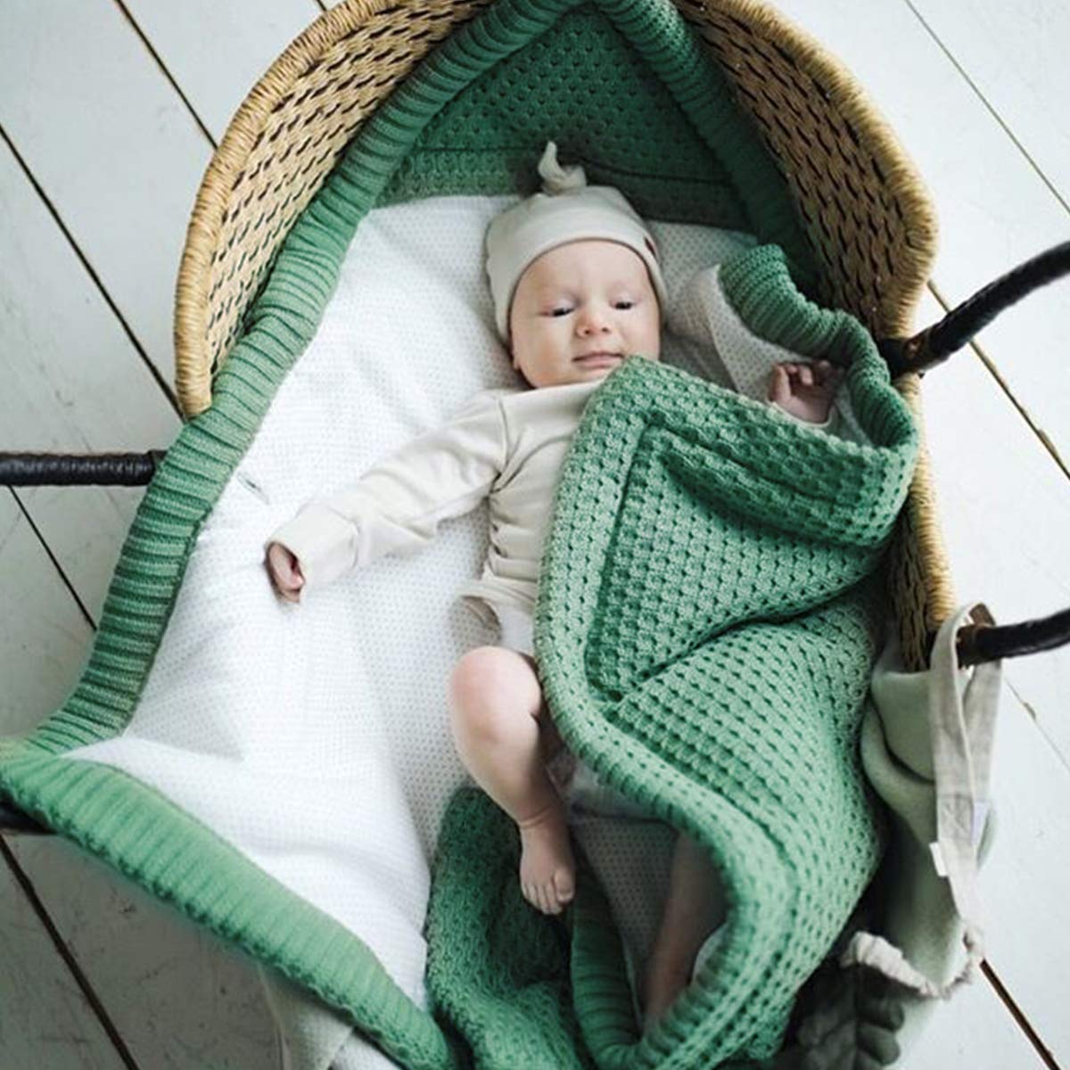 Mimixiong Baby Swaddle Blanket - Soft Knit Sleeping Sack & Stroller Wrap for Newborns 0-12 Months - Breathable Unisex Infant Wrap for Boys & Girls (Green) - Perfect for Nursery, Naptime & On-the-Go Comfort