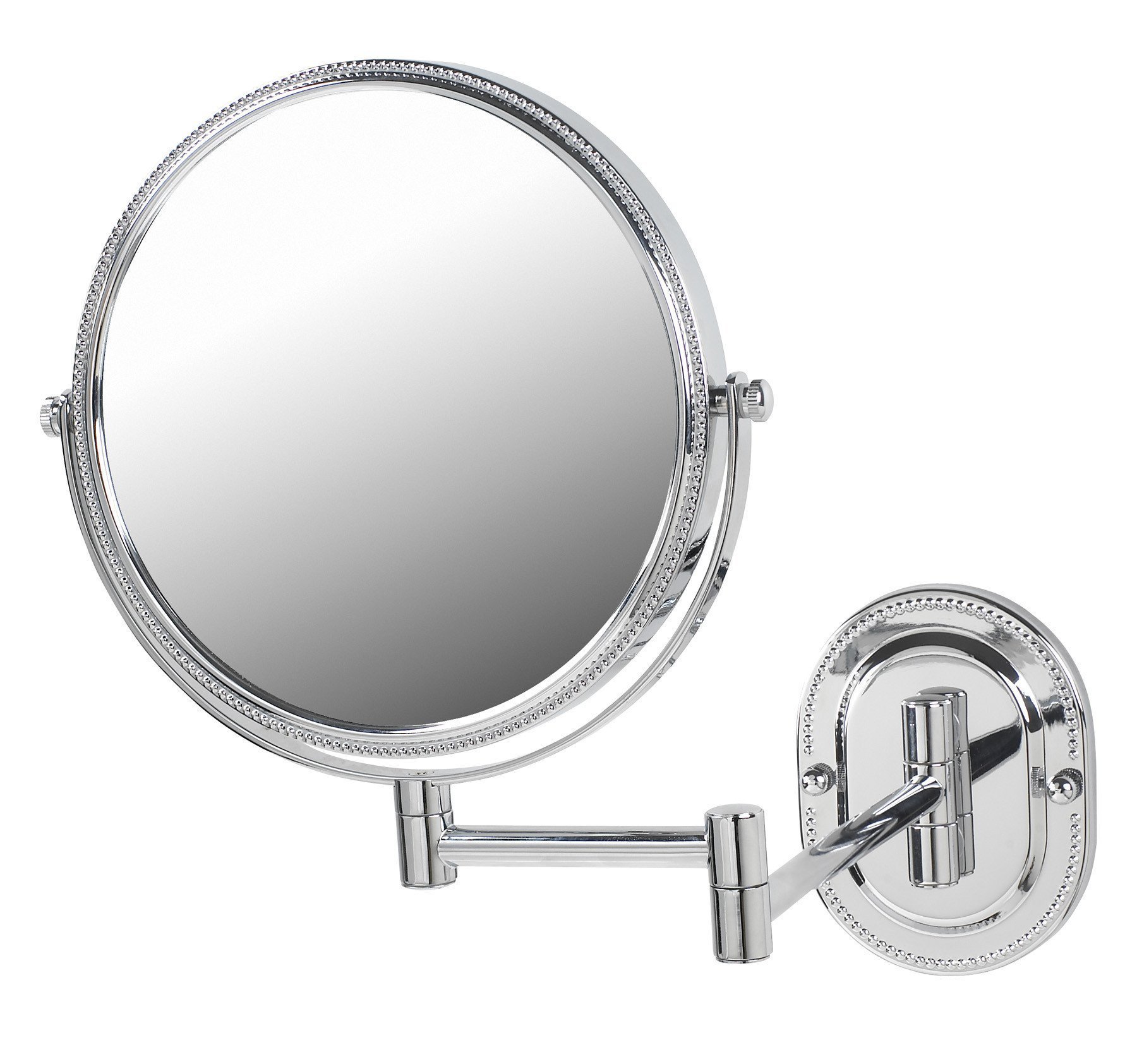 JERDON Two-Sided Wall-Mounted Makeup Mirror with 7X Magnification - 8-Inch Chrome Finish Vanity Mirror with Adjustable Arm (Model JP7507CB) - Perfect for Bathroom, Bedroom & Dressing Room Makeup Application