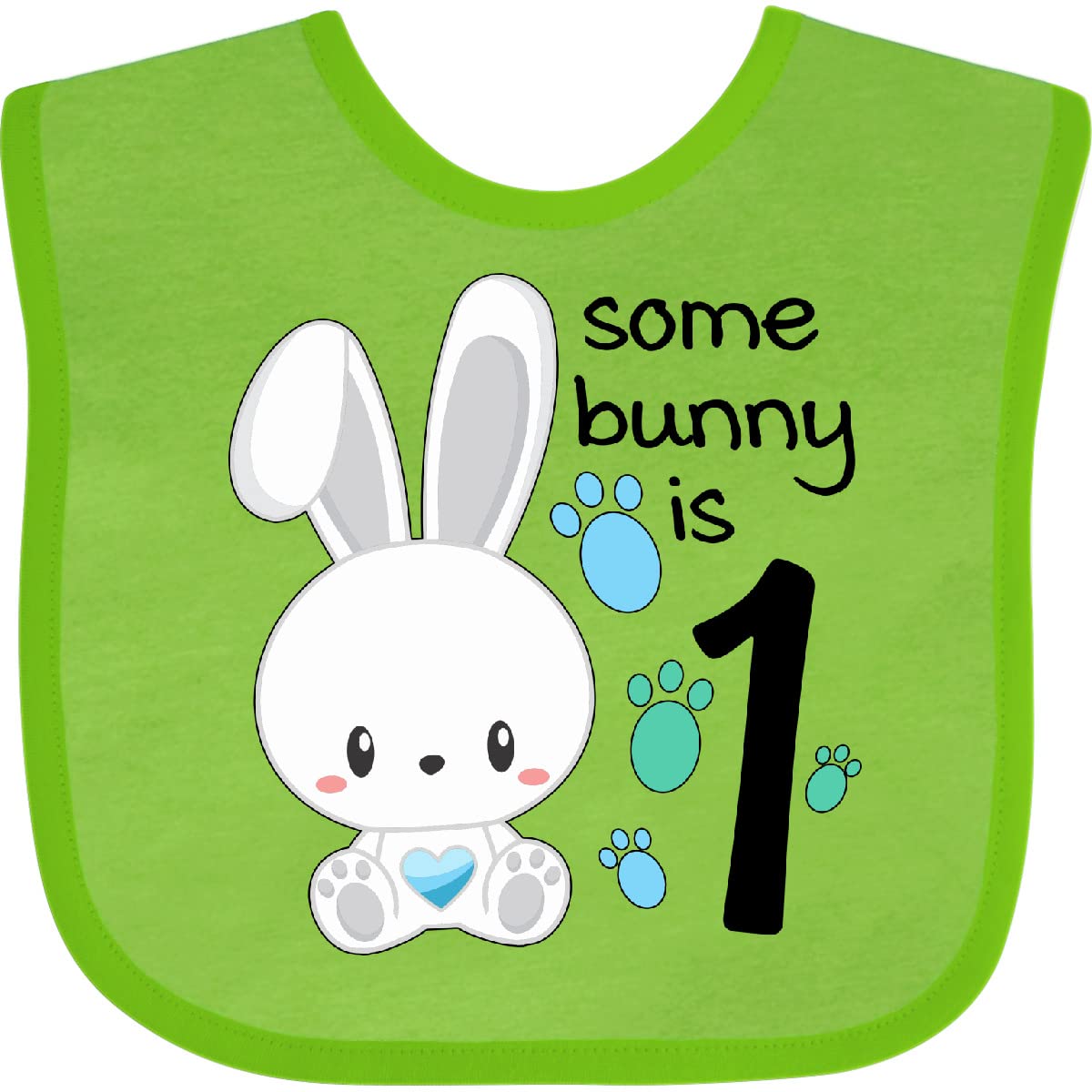 Inktastic Somebunny Is One - First Birthday Bunny Baby Bib for Boys & Girls | Cute Easter Bunny Design | Soft Cotton Bib for 1st Birthday Party, Baby Shower Gift, Photo Prop